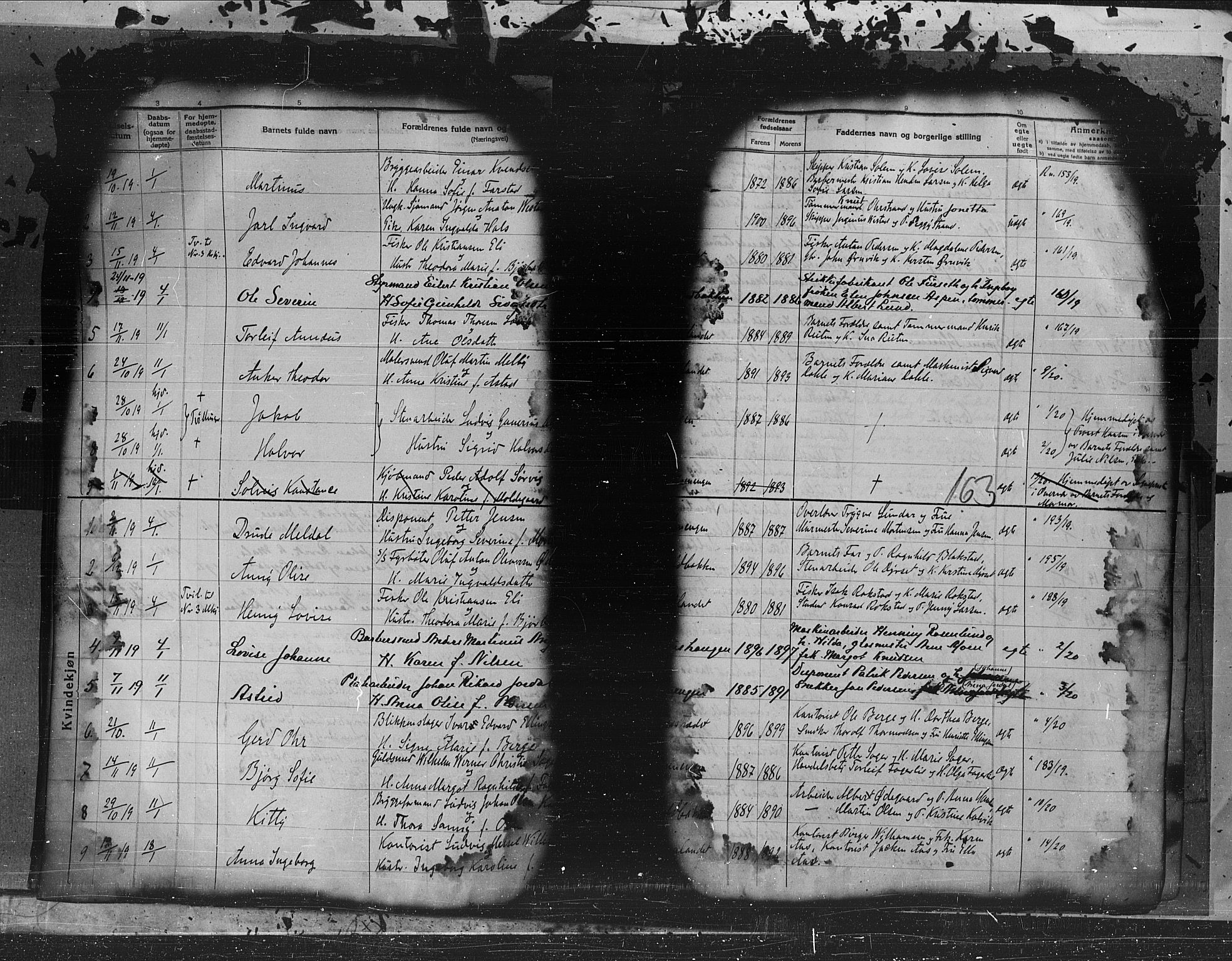 Kristiansund sokneprestkontor, AV/SAT-A-1068/1/I/I1: Parish register (official) no. 7a-b, 1914-1930, p. 163