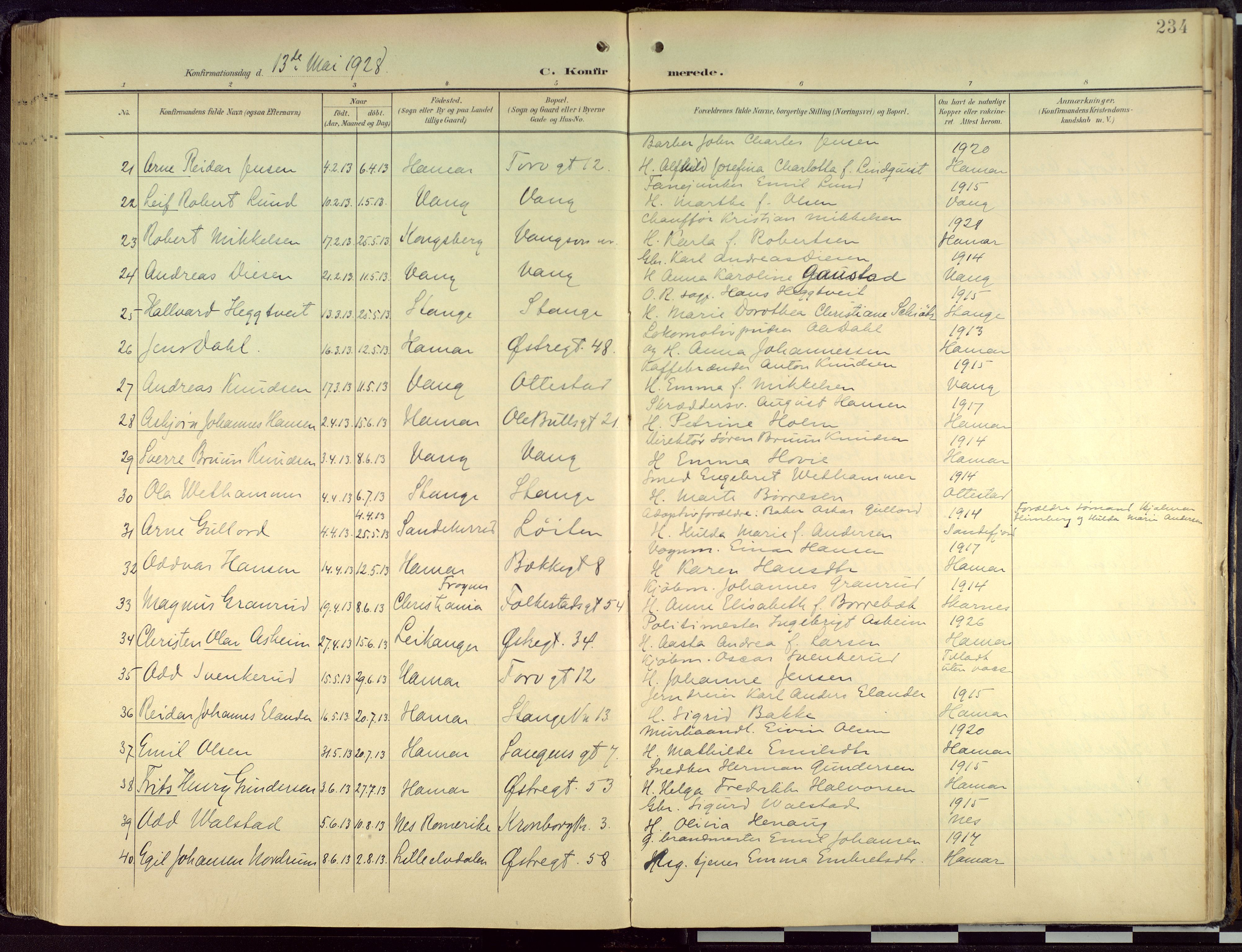 Hamar prestekontor, AV/SAH-DOMPH-002/H/Ha/Haa/L0004: Parish register (official) no. 4, 1899-1973, p. 234