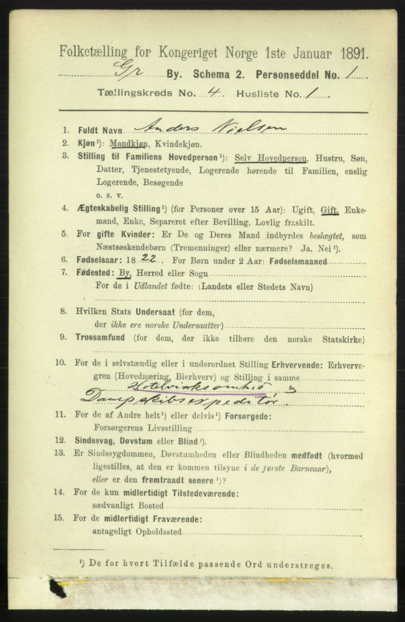 RA, 1891 census for 0904 Grimstad, 1891, p. 2545