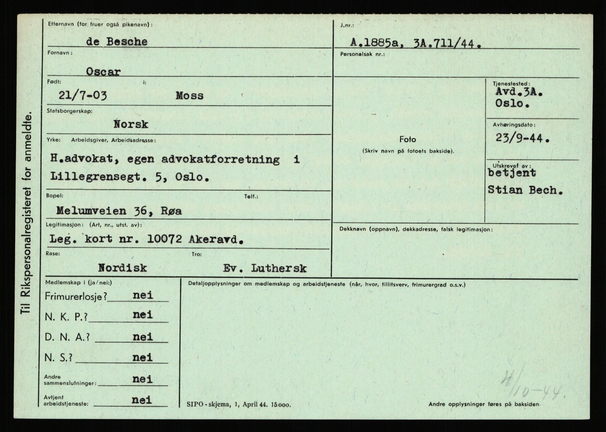 Statspolitiet - Hovedkontoret / Osloavdelingen, AV/RA-S-1329/C/Ca/L0002: Arneberg - Brand, 1943-1945, p. 3159