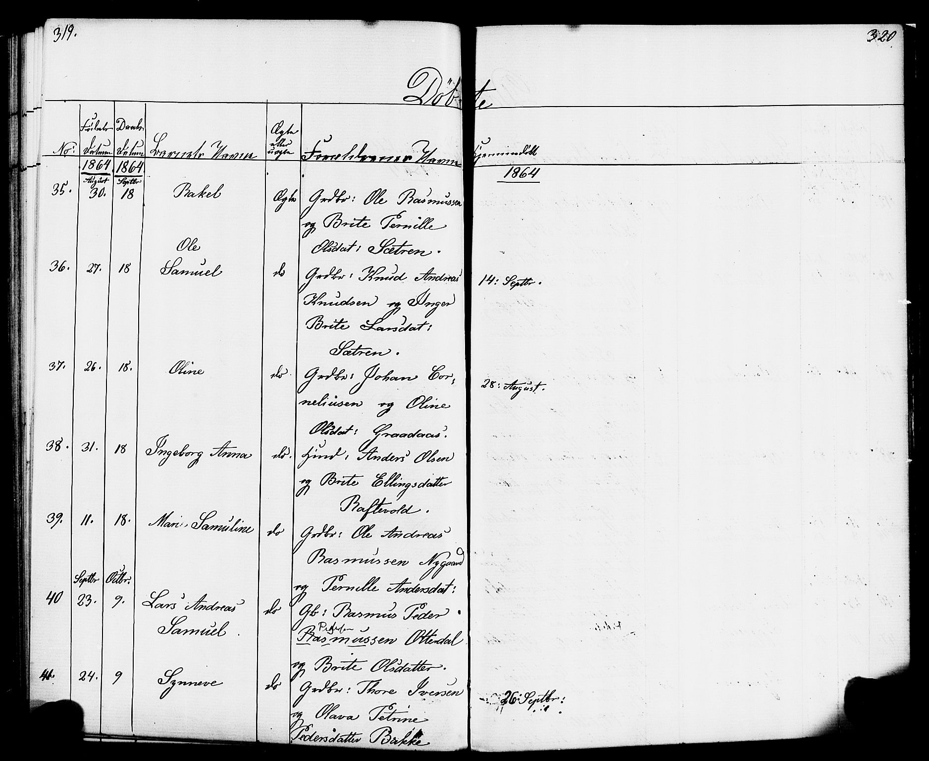 Hornindal sokneprestembete, AV/SAB-A-82401/H/Haa/Haaa/L0001: Parish register (official) no. A 1, 1837-1866, p. 320-321