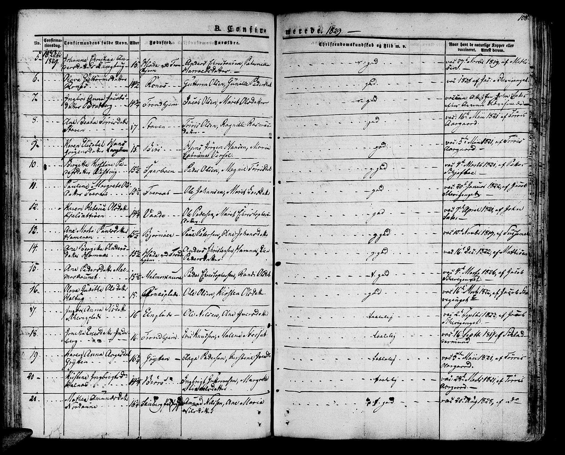 Ministerialprotokoller, klokkerbøker og fødselsregistre - Nord-Trøndelag, SAT/A-1458/741/L0390: Parish register (official) no. 741A04, 1822-1836, p. 108