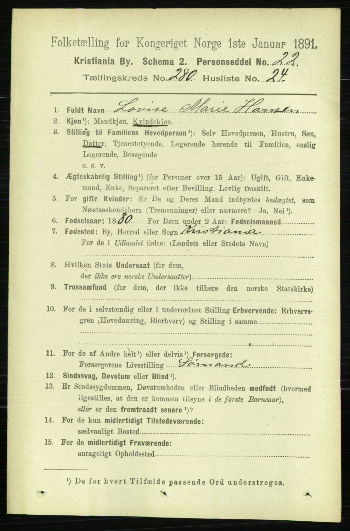 RA, 1891 census for 0301 Kristiania, 1891, p. 170721