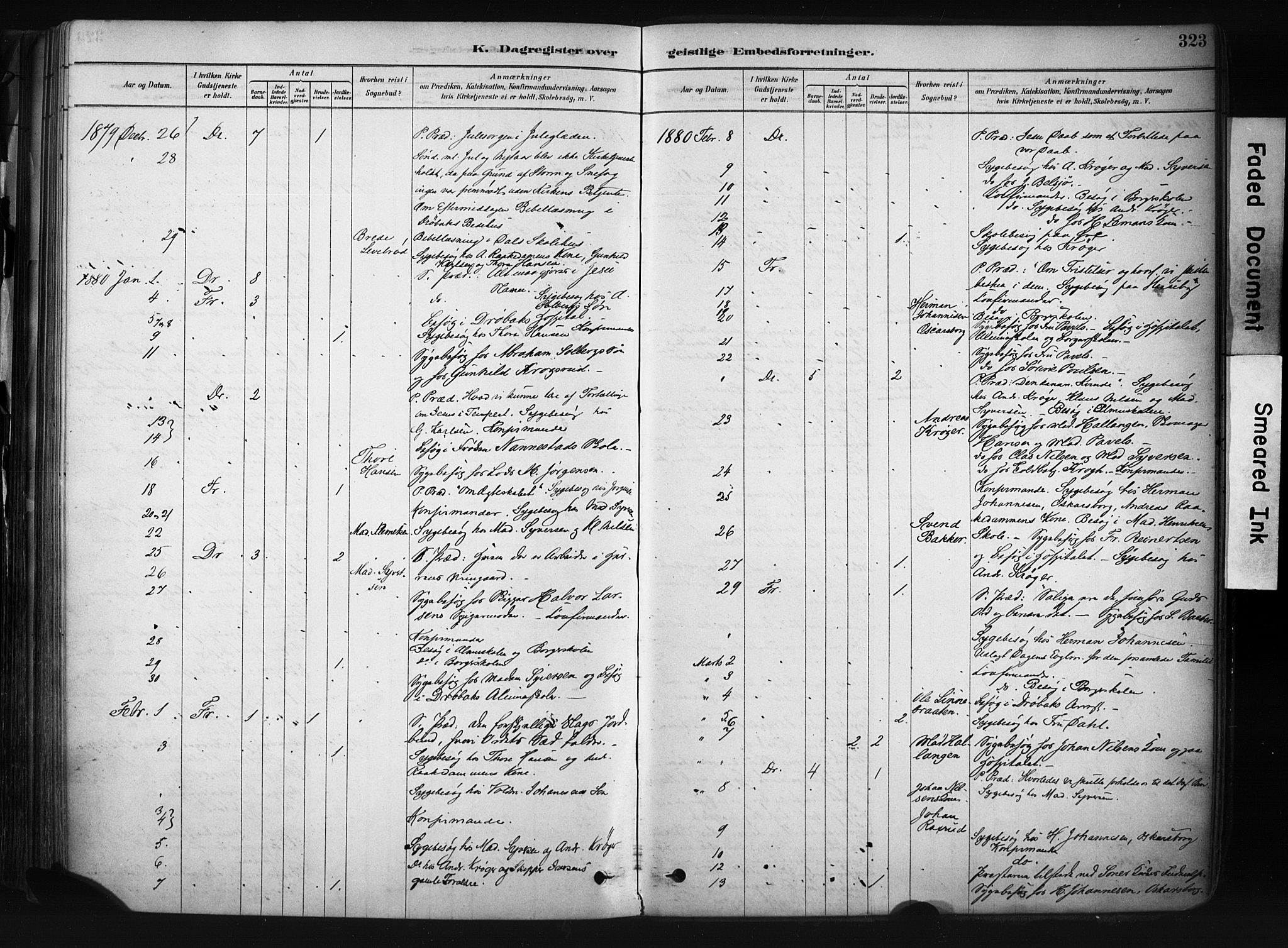 Drøbak prestekontor Kirkebøker, AV/SAO-A-10142a/F/Fb/L0001: Parish register (official) no. II 1, 1878-1891, p. 323