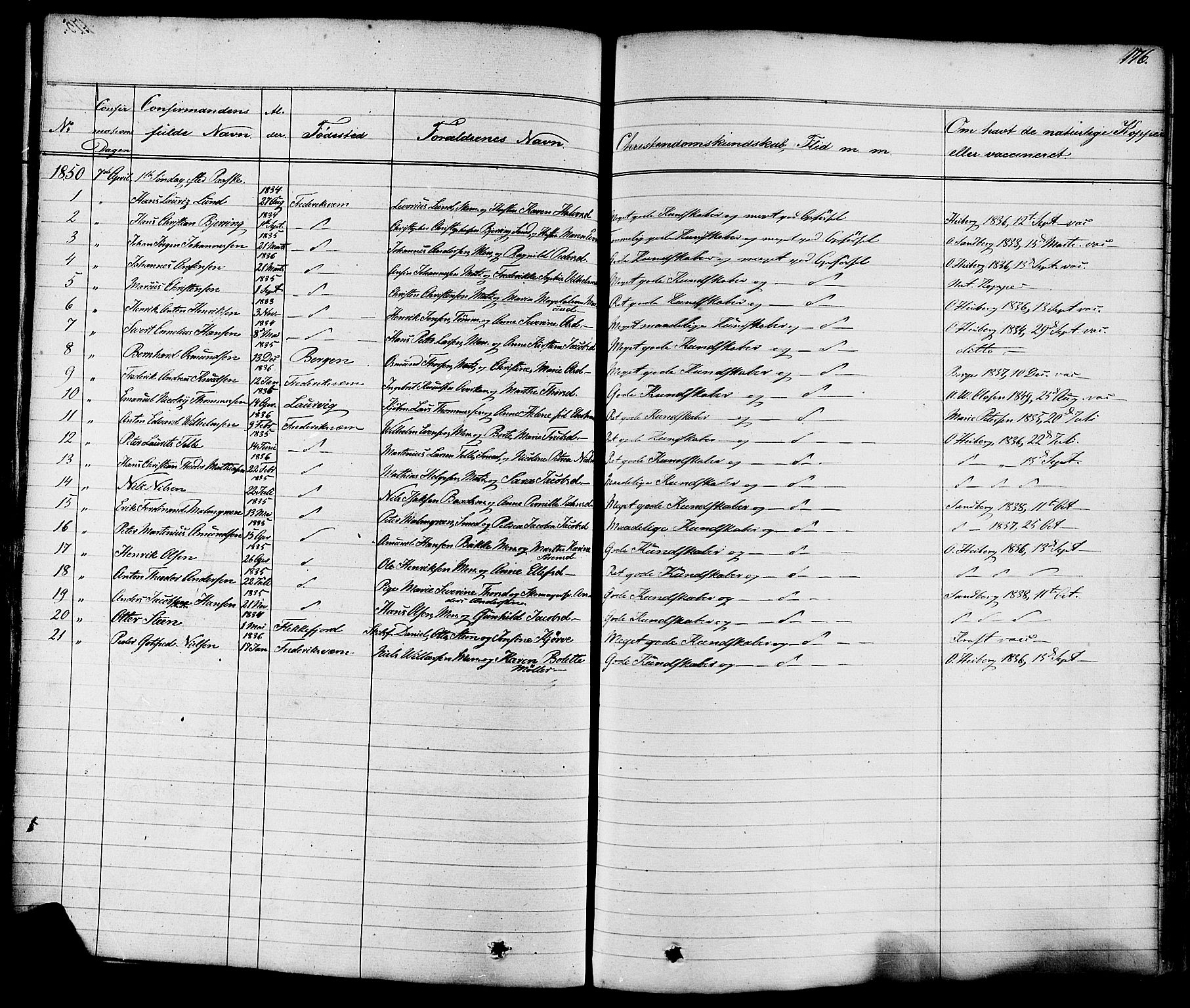 Stavern kirkebøker, AV/SAKO-A-318/F/Fa/L0007: Parish register (official) no. 7, 1840-1877, p. 176