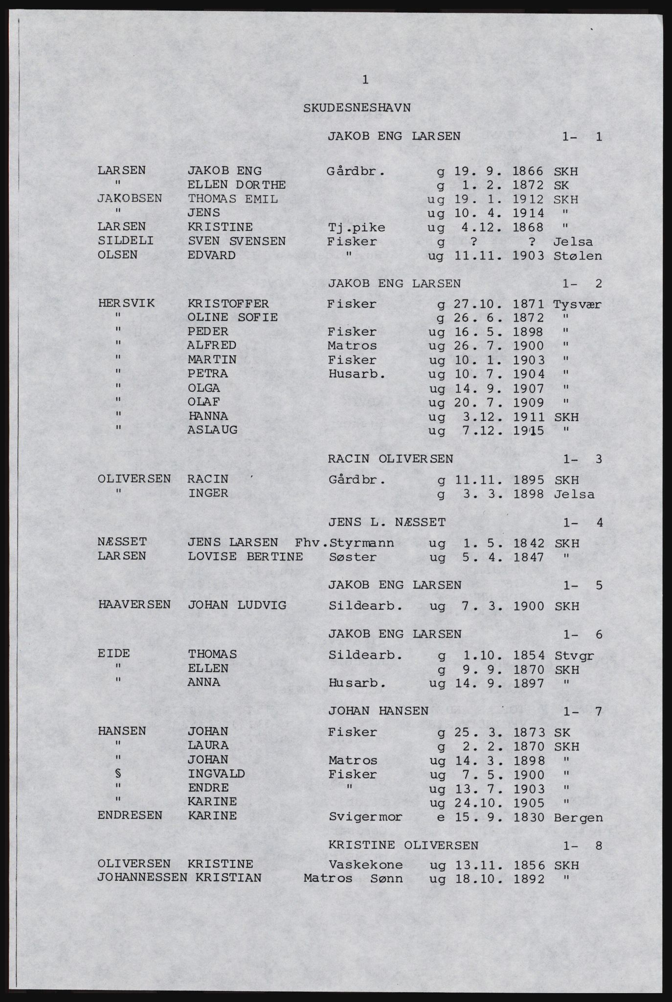 SAST, Copy of 1920 census for Karmøy, 1920, p. 13