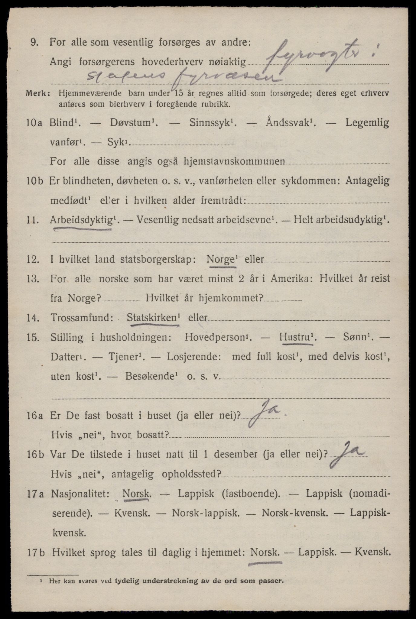 SAT, 1920 census for Værøy, 1920, p. 2216