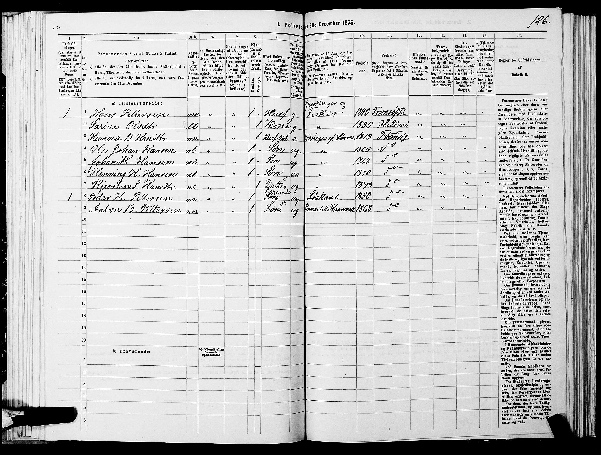 SATØ, 1875 census for 1934P Tromsøysund, 1875, p. 4126