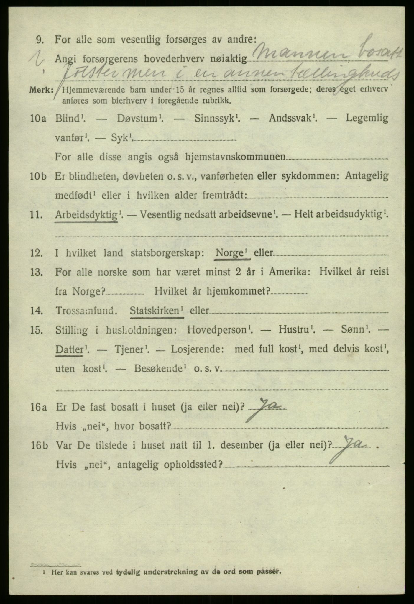 SAB, 1920 census for Jølster, 1920, p. 2365