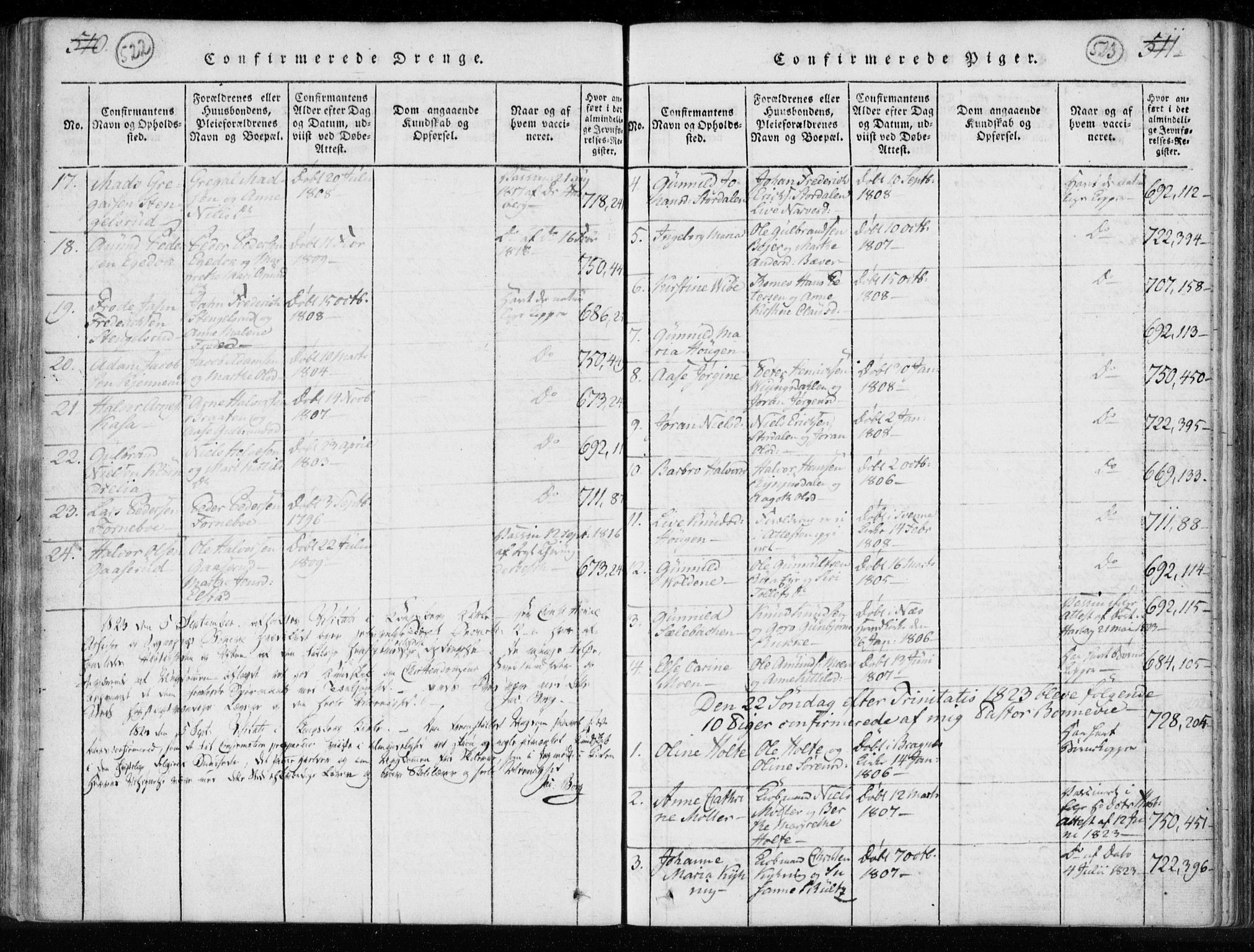 Kongsberg kirkebøker, SAKO/A-22/F/Fa/L0008: Parish register (official) no. I 8, 1816-1839, p. 522-523