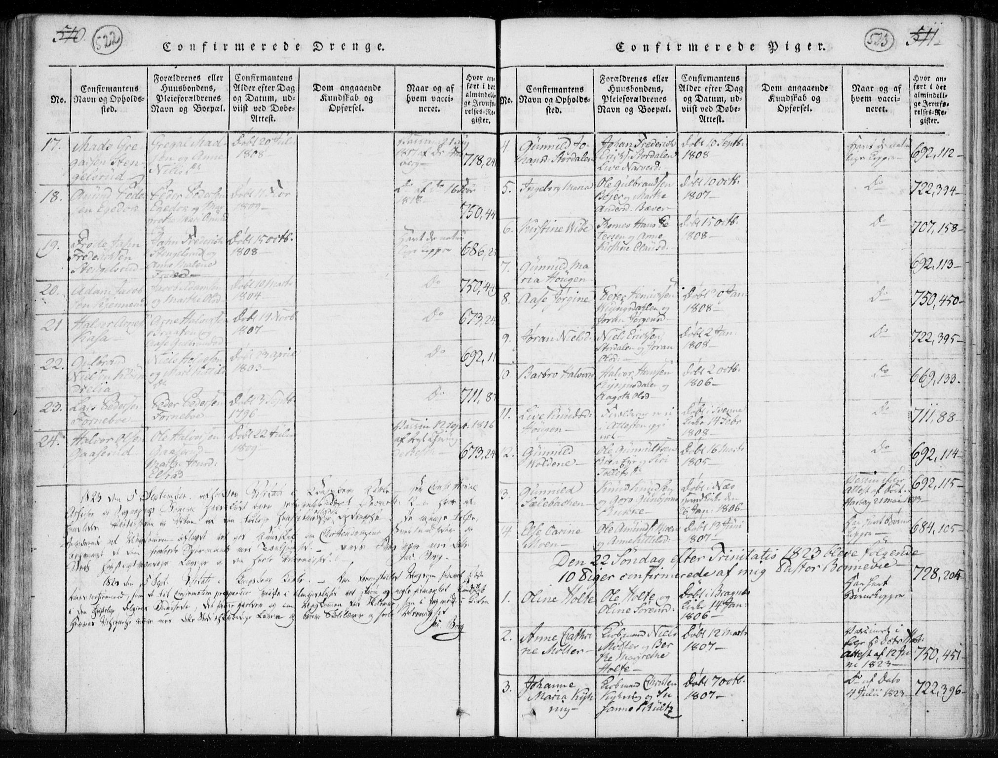 Kongsberg kirkebøker, AV/SAKO-A-22/F/Fa/L0008: Parish register (official) no. I 8, 1816-1839, p. 522-523