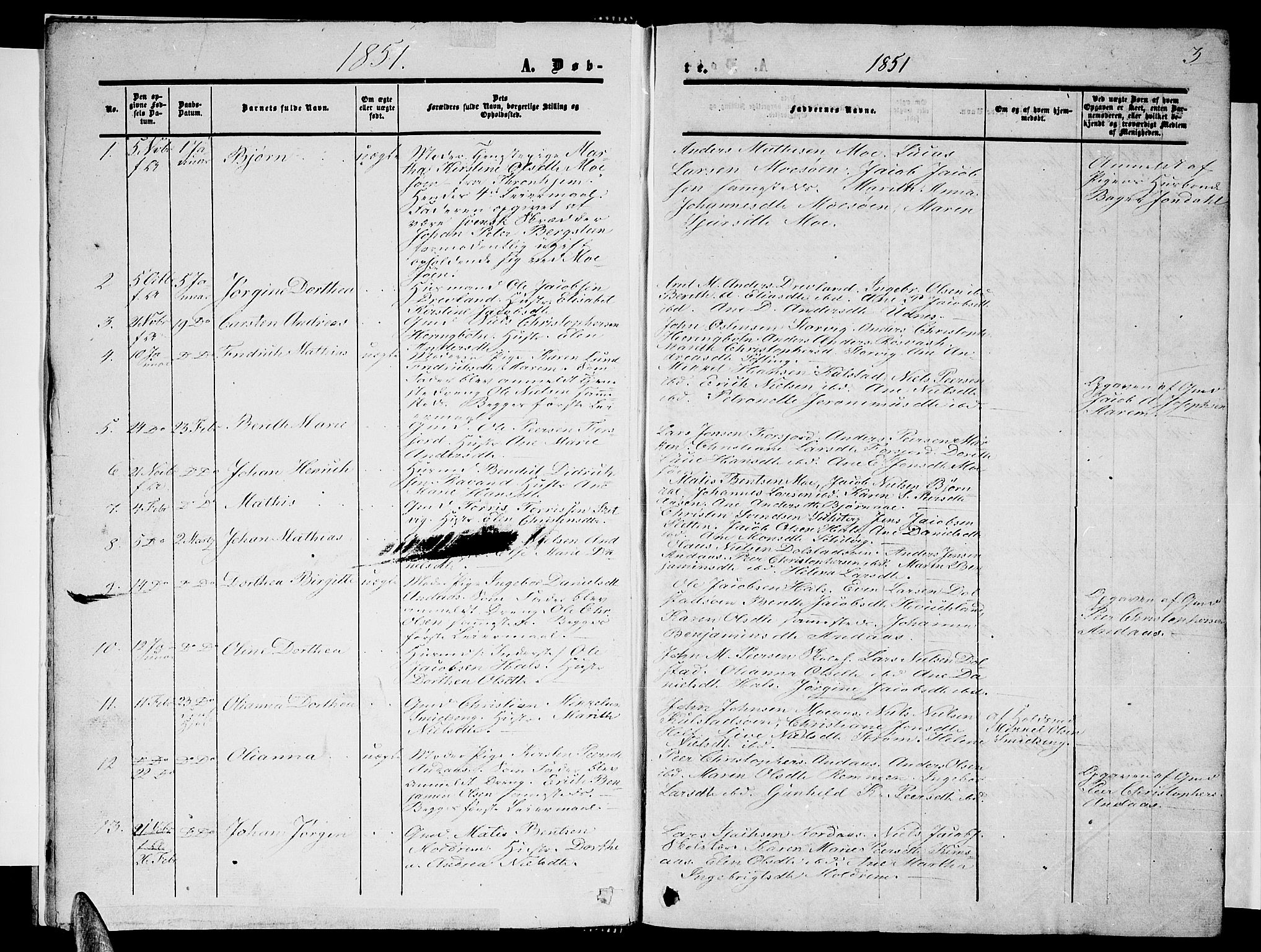 Ministerialprotokoller, klokkerbøker og fødselsregistre - Nordland, AV/SAT-A-1459/820/L0301: Parish register (copy) no. 820C03, 1851-1858, p. 3