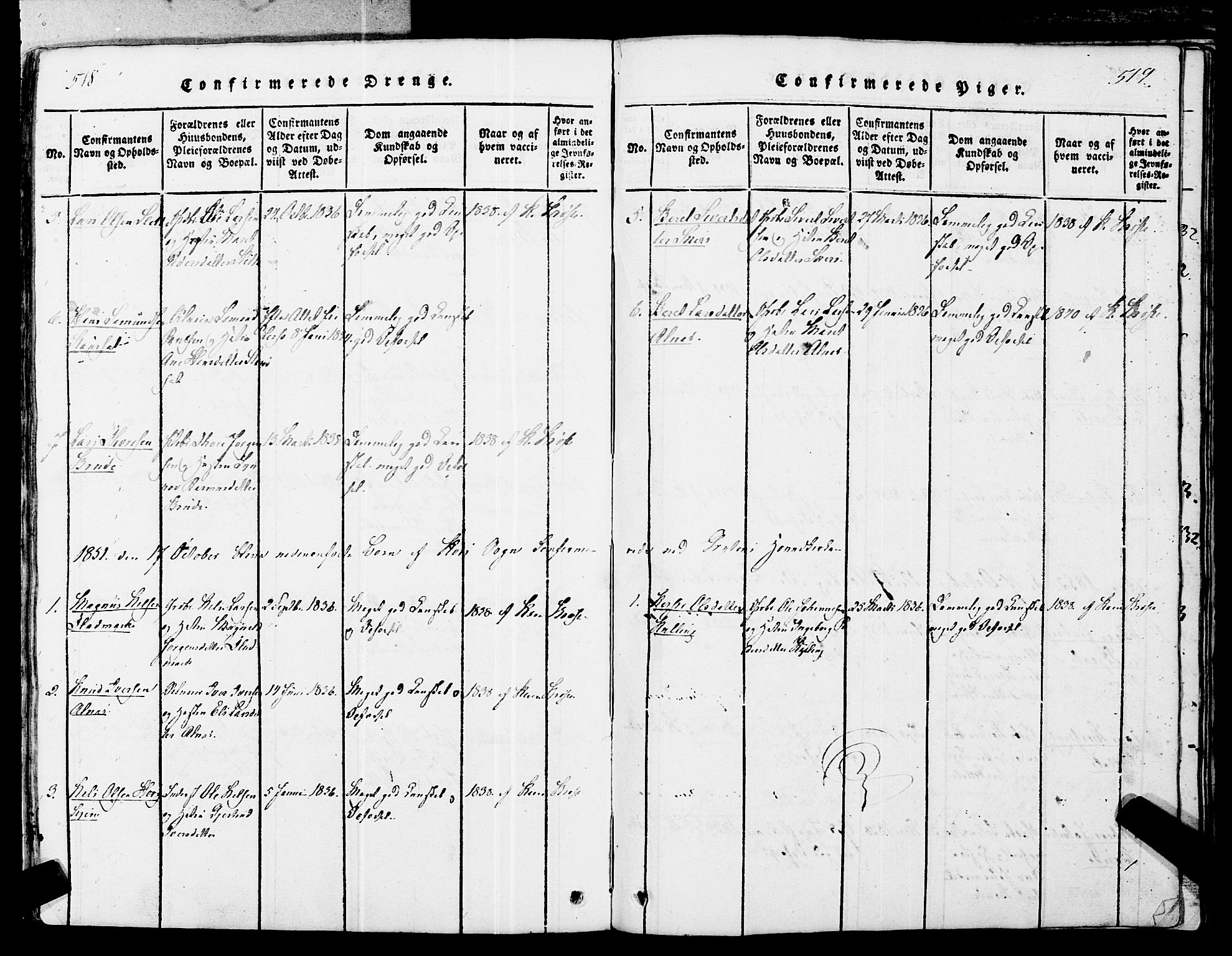 Ministerialprotokoller, klokkerbøker og fødselsregistre - Møre og Romsdal, SAT/A-1454/546/L0593: Parish register (official) no. 546A01, 1818-1853, p. 518-519