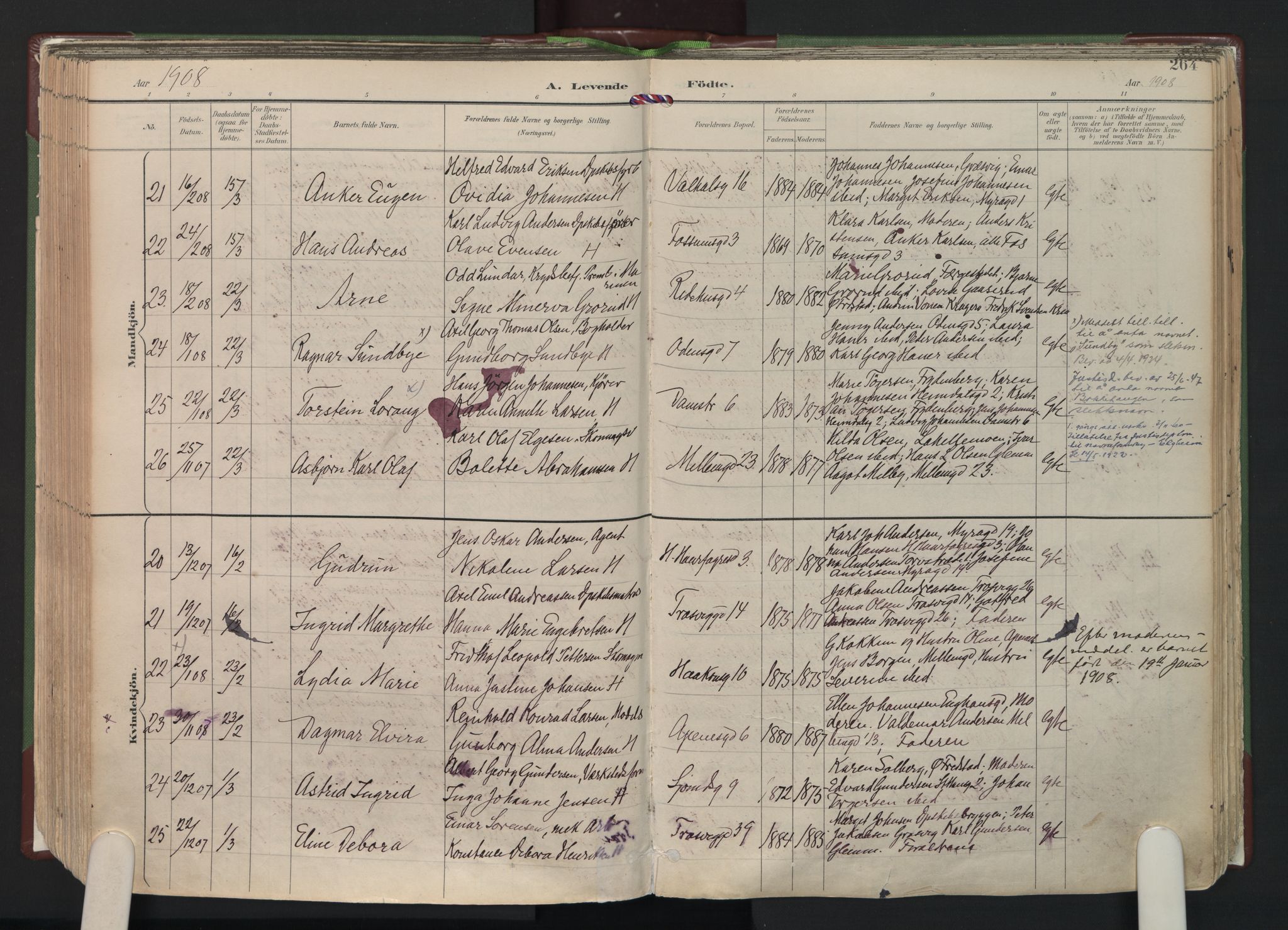 Fredrikstad domkirkes prestekontor Kirkebøker, AV/SAO-A-10906/F/Fa/L0006: Parish register (official) no. I 6, 1894-1914, p. 264