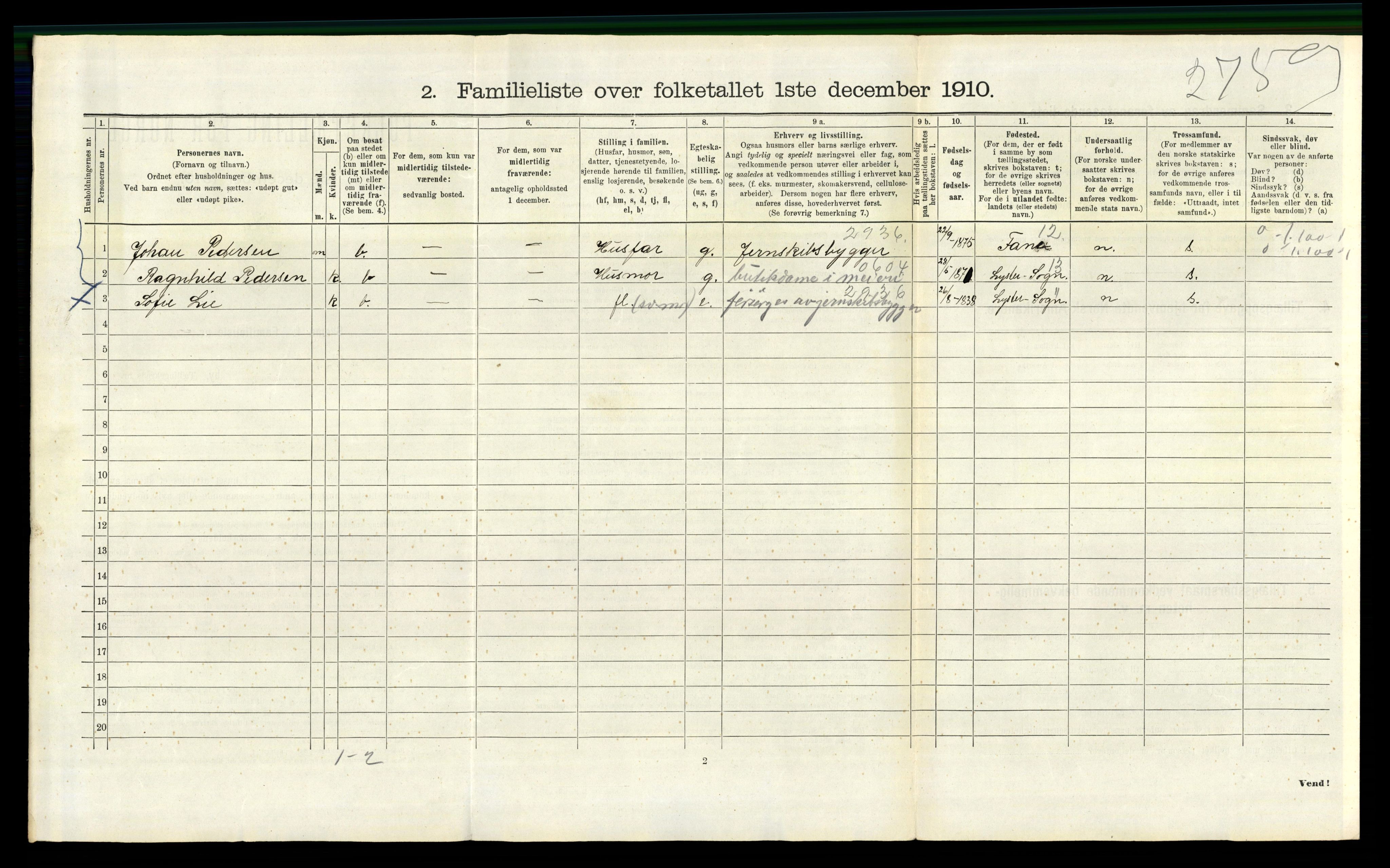 RA, 1910 census for Bergen, 1910, p. 25982