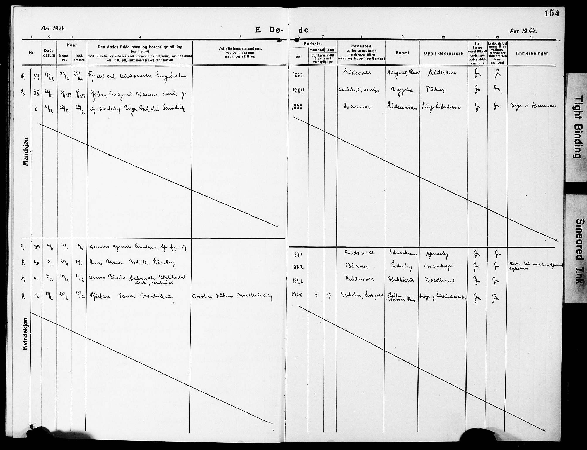 Eidsvoll prestekontor Kirkebøker, AV/SAO-A-10888/G/Ga/L0009: Parish register (copy) no. I 9, 1914-1927, p. 154