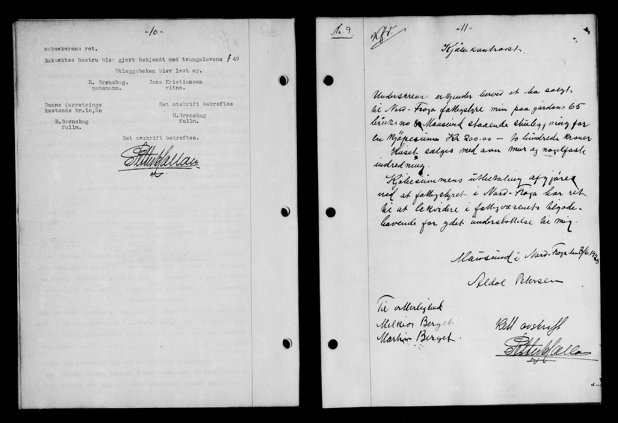 Hitra sorenskriveri, AV/SAT-A-0018/2/2C/2Ca/L0010: Mortgage book no. 10, 1928-1929, p. 10-11