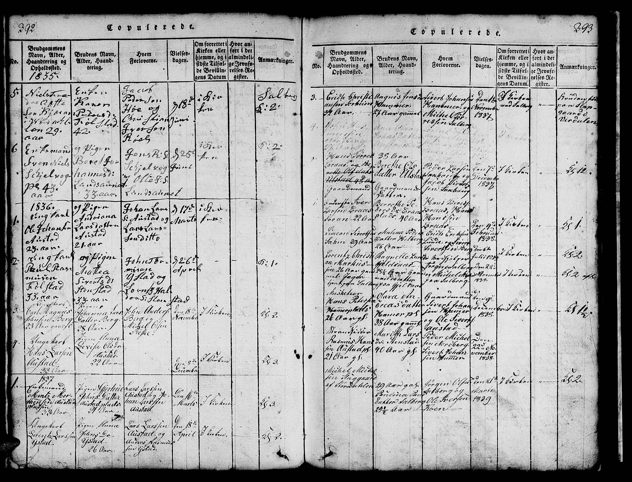 Ministerialprotokoller, klokkerbøker og fødselsregistre - Nord-Trøndelag, SAT/A-1458/731/L0310: Parish register (copy) no. 731C01, 1816-1874, p. 392-393