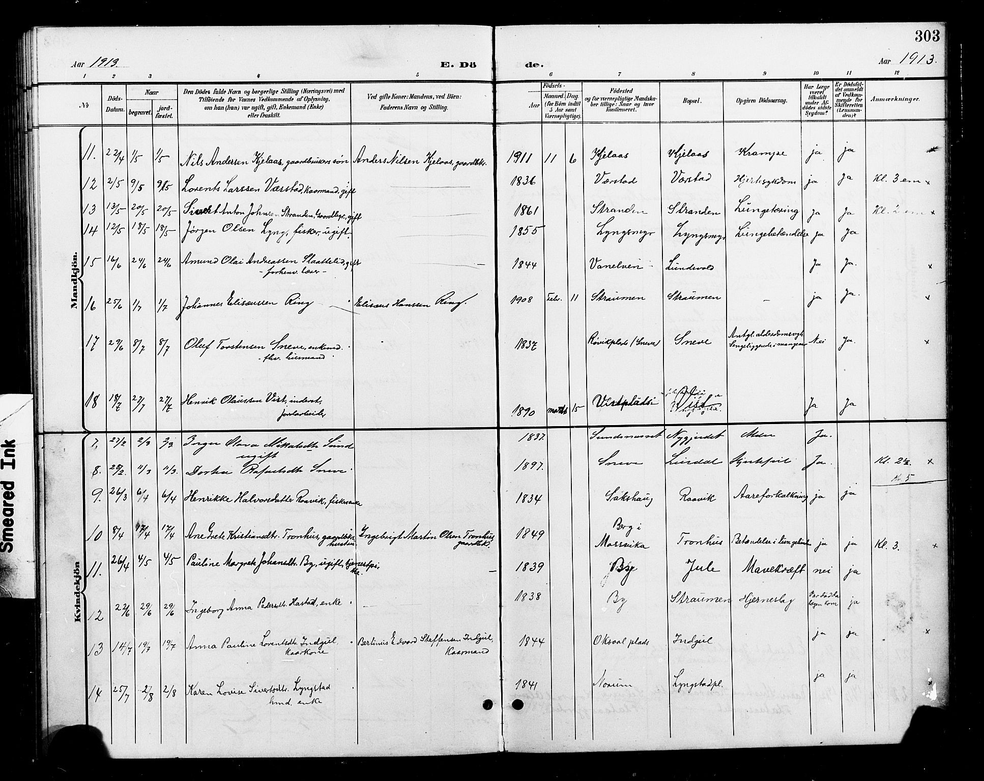 Ministerialprotokoller, klokkerbøker og fødselsregistre - Nord-Trøndelag, SAT/A-1458/730/L0302: Parish register (copy) no. 730C05, 1898-1924, p. 303