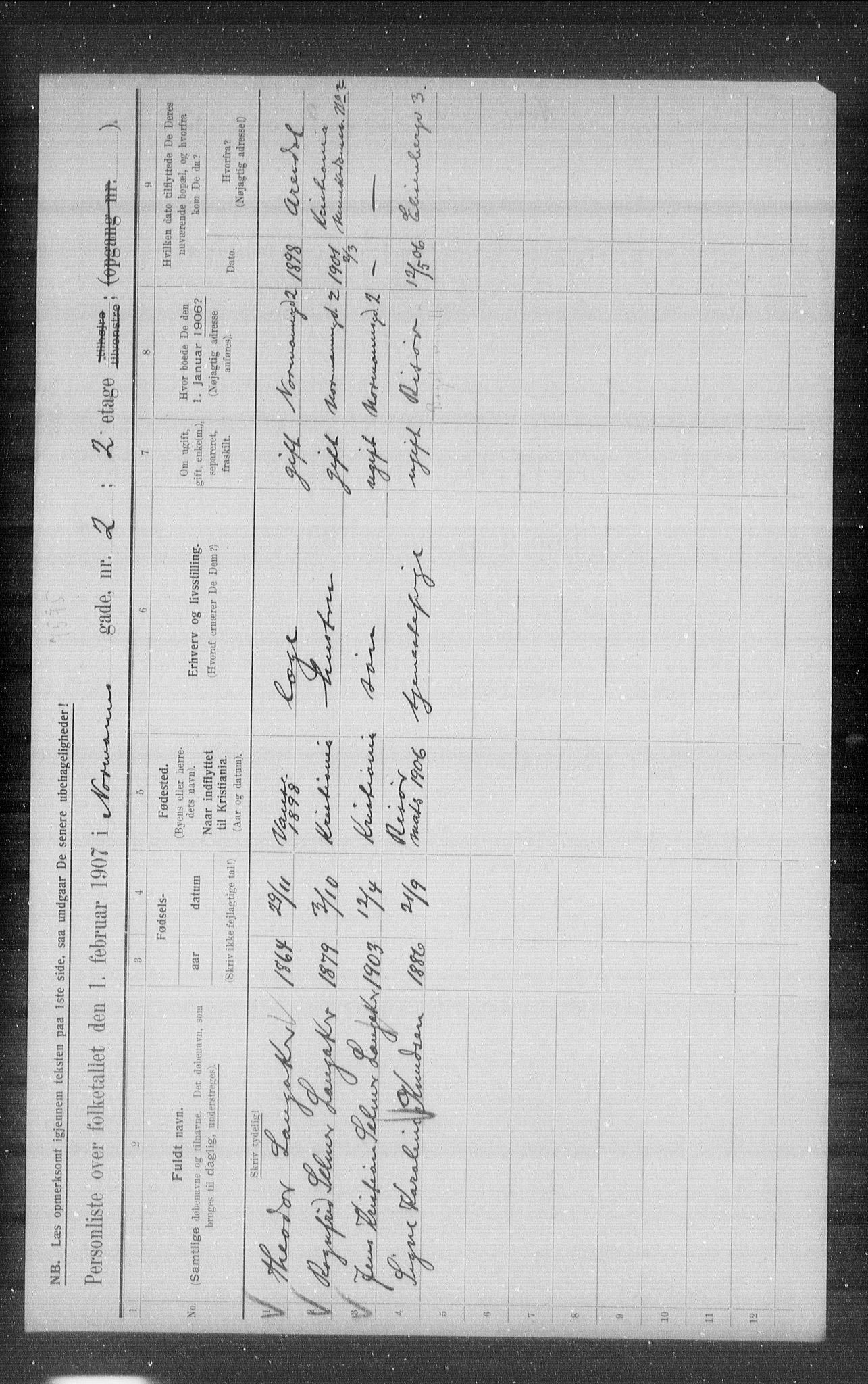 OBA, Municipal Census 1907 for Kristiania, 1907, p. 37656