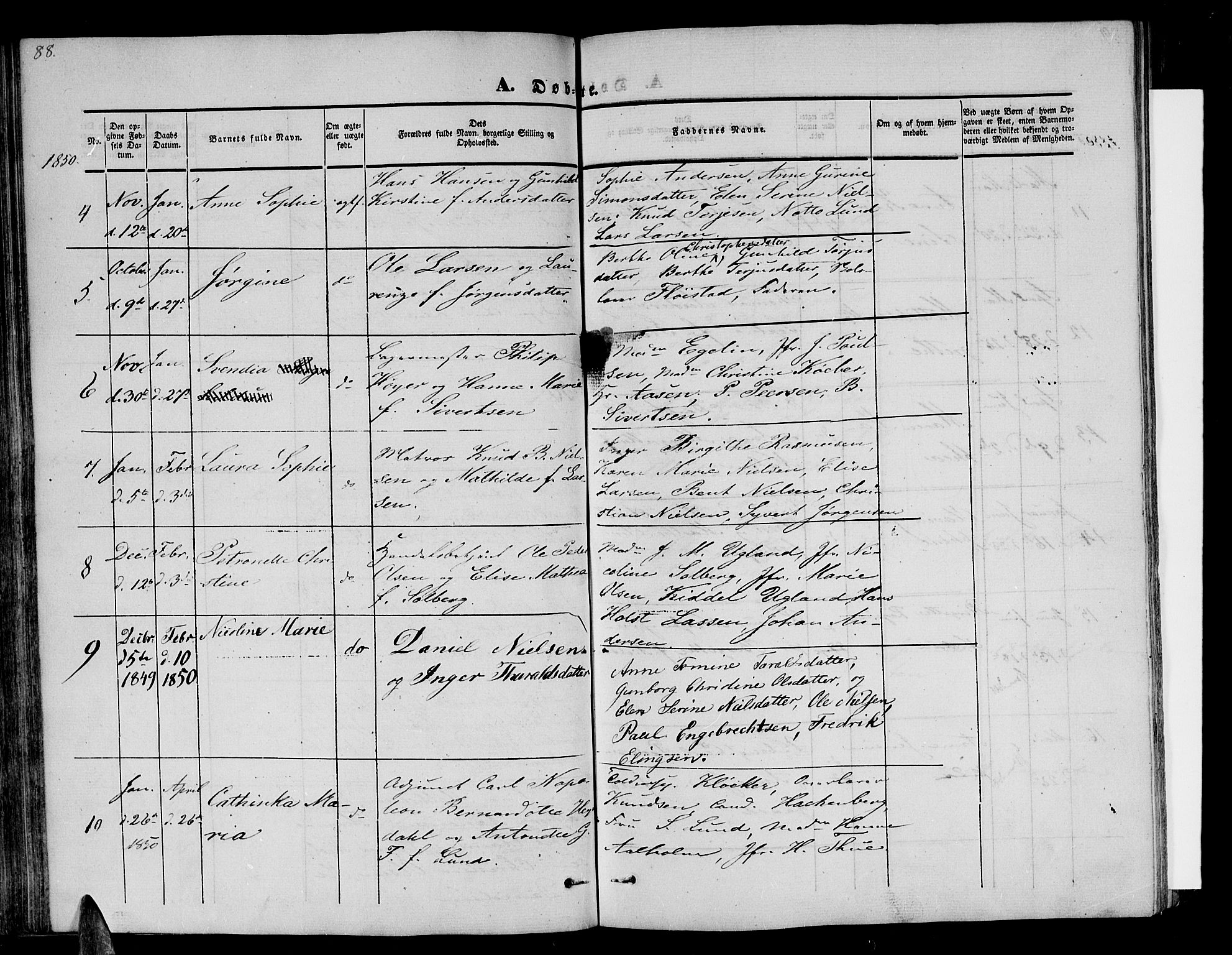 Arendal sokneprestkontor, Trefoldighet, AV/SAK-1111-0040/F/Fb/L0002: Parish register (copy) no. B 2, 1838-1860, p. 88