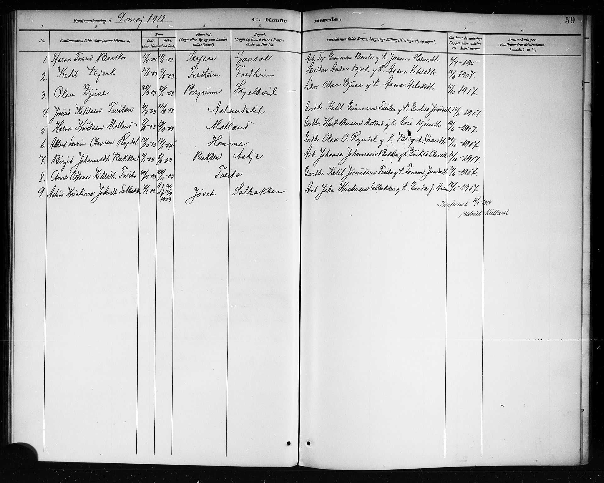 Lårdal kirkebøker, SAKO/A-284/G/Ga/L0003: Parish register (copy) no. I 3, 1891-1918, p. 59