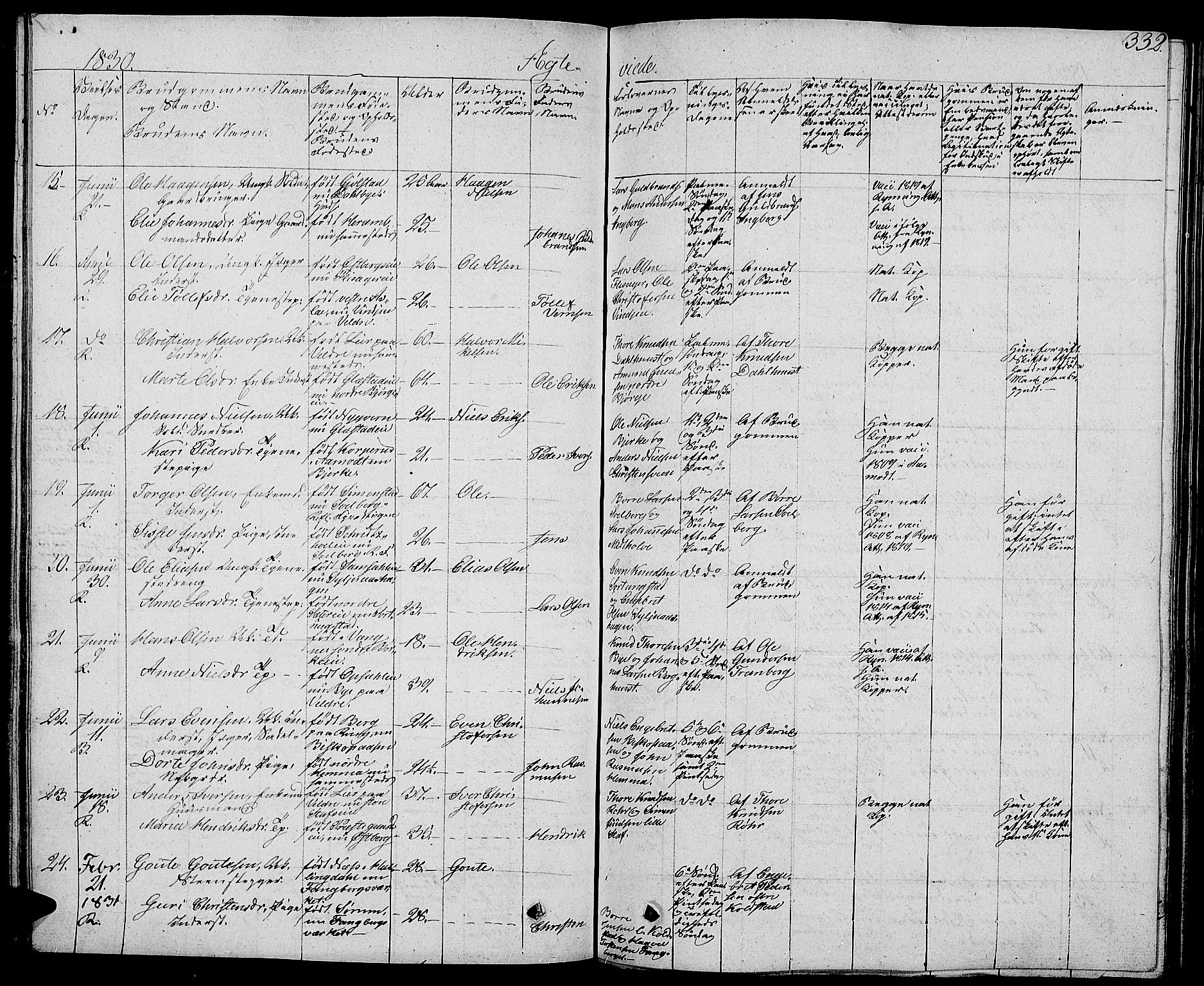 Ringsaker prestekontor, AV/SAH-PREST-014/L/La/L0004: Parish register (copy) no. 4, 1827-1838, p. 332