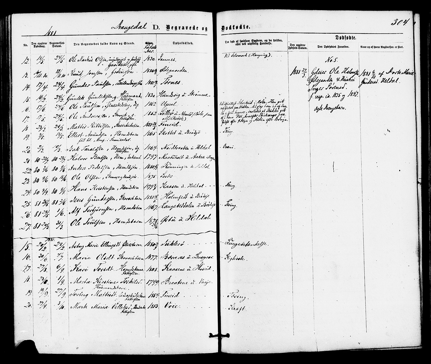 Drangedal kirkebøker, SAKO/A-258/F/Fa/L0009: Parish register (official) no. 9 /1, 1872-1884, p. 304
