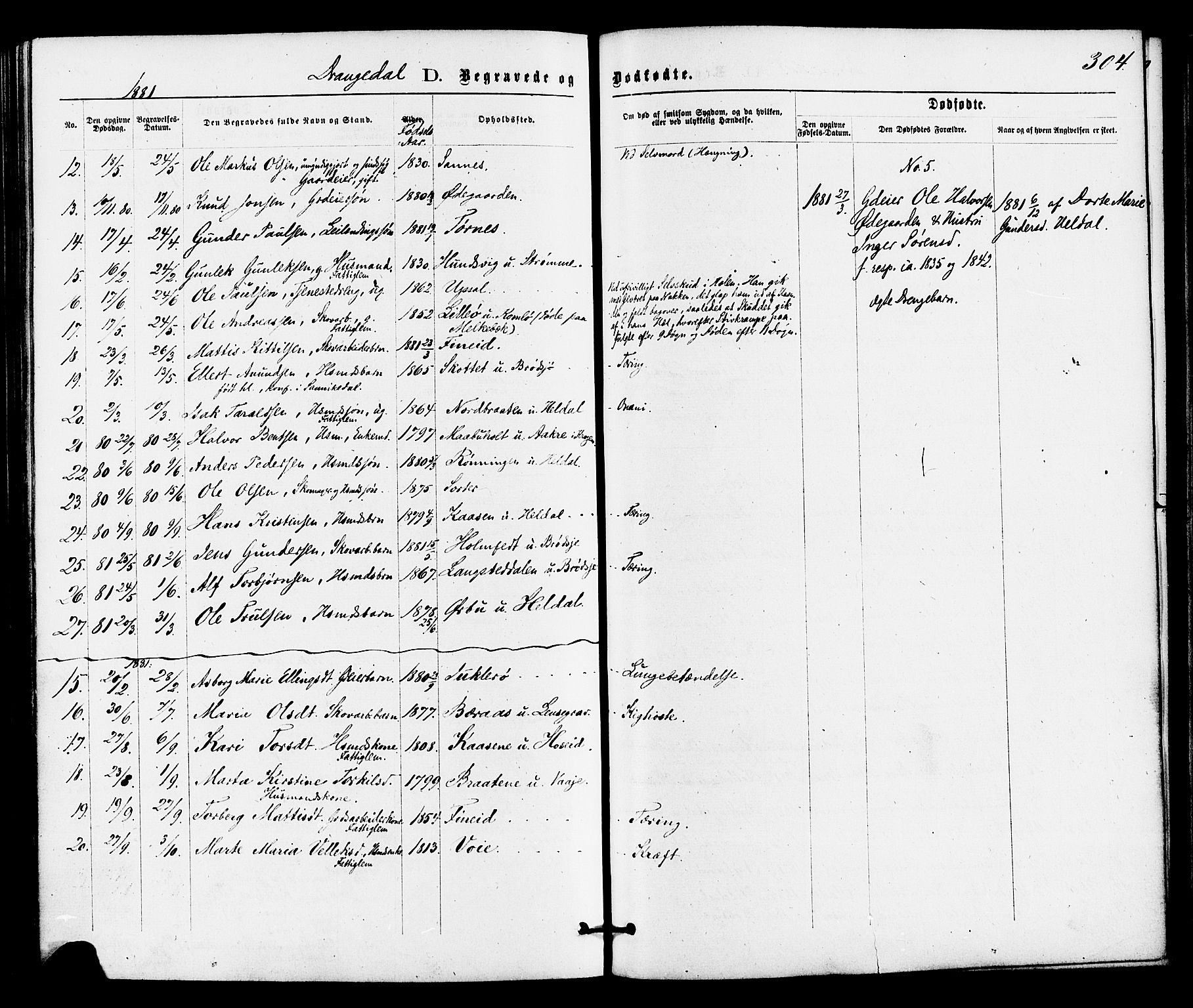 Drangedal kirkebøker, AV/SAKO-A-258/F/Fa/L0009: Parish register (official) no. 9 /1, 1872-1884, p. 304