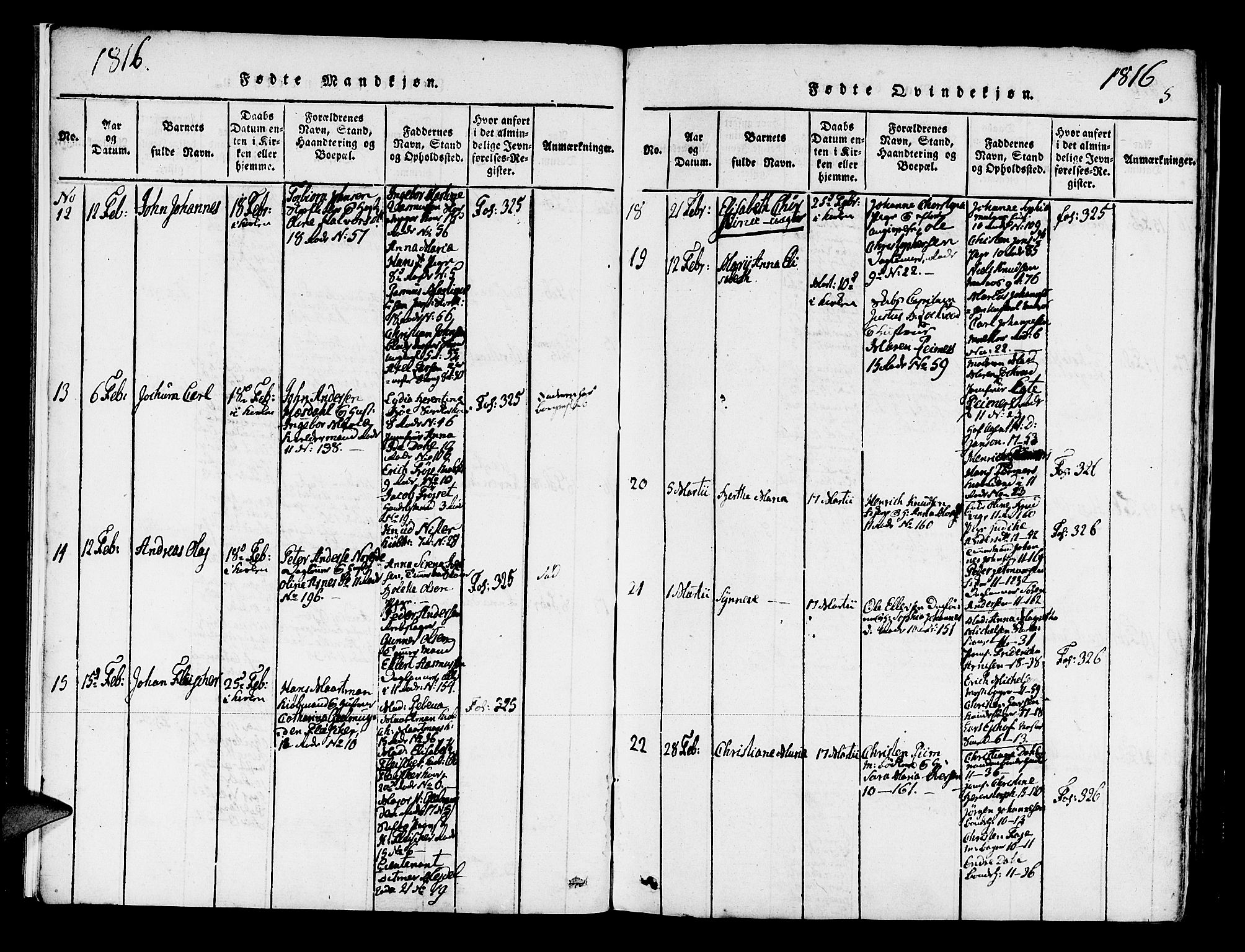 Domkirken sokneprestembete, AV/SAB-A-74801/H/Haa/L0010: Parish register (official) no. A 10, 1816-1821, p. 5