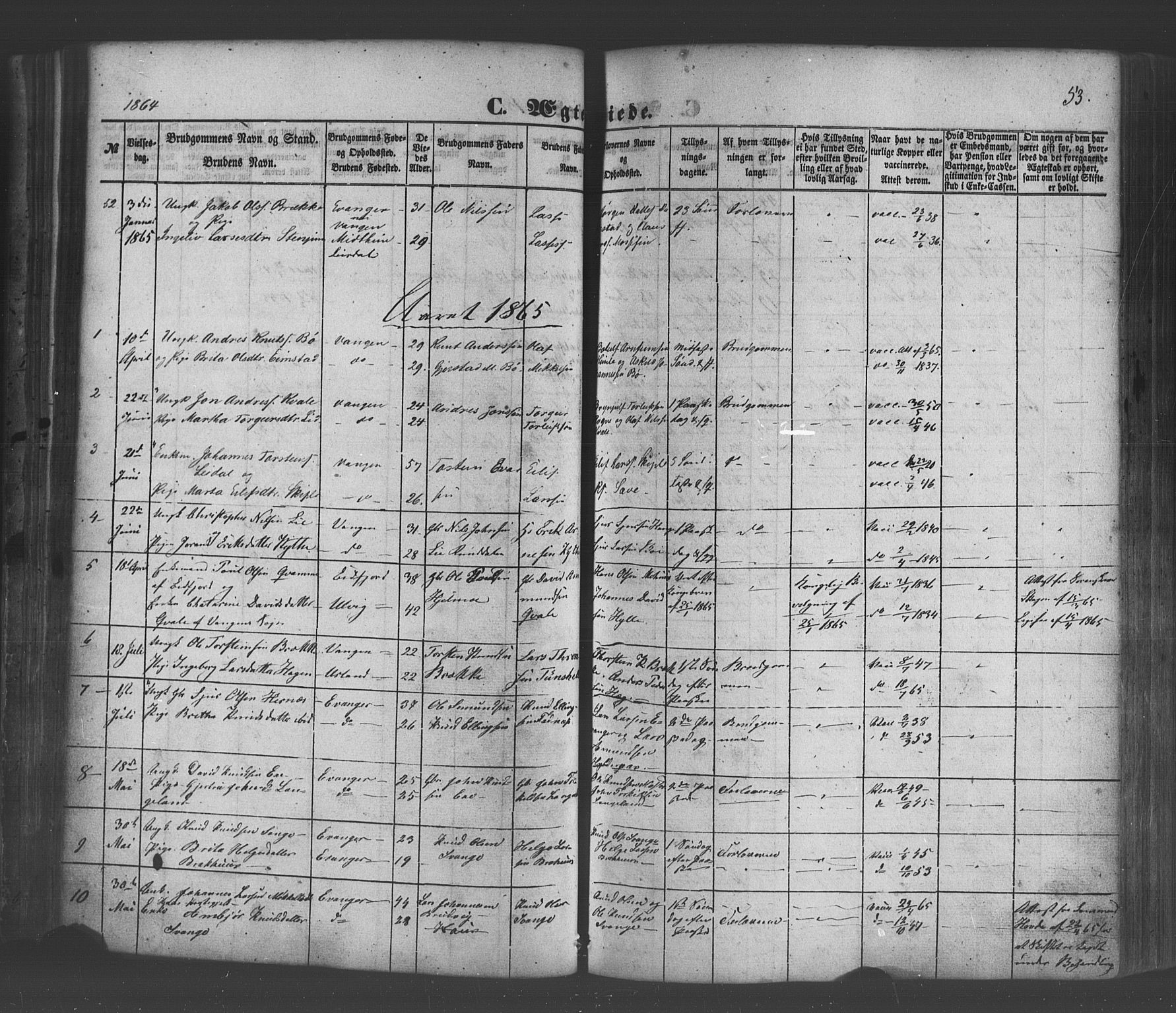 Voss sokneprestembete, AV/SAB-A-79001/H/Haa: Parish register (official) no. A 19, 1851-1886, p. 53