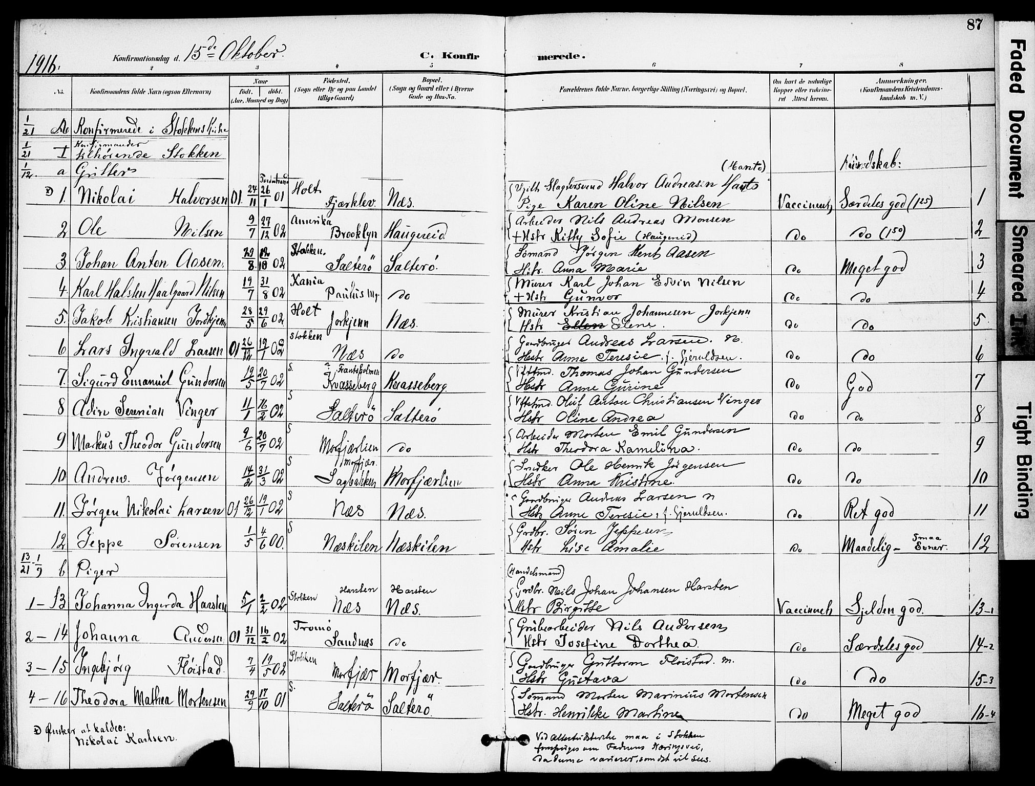 Austre Moland sokneprestkontor, SAK/1111-0001/F/Fa/Fab/L0002: Parish register (official) no. A 2, 1894-1919, p. 87