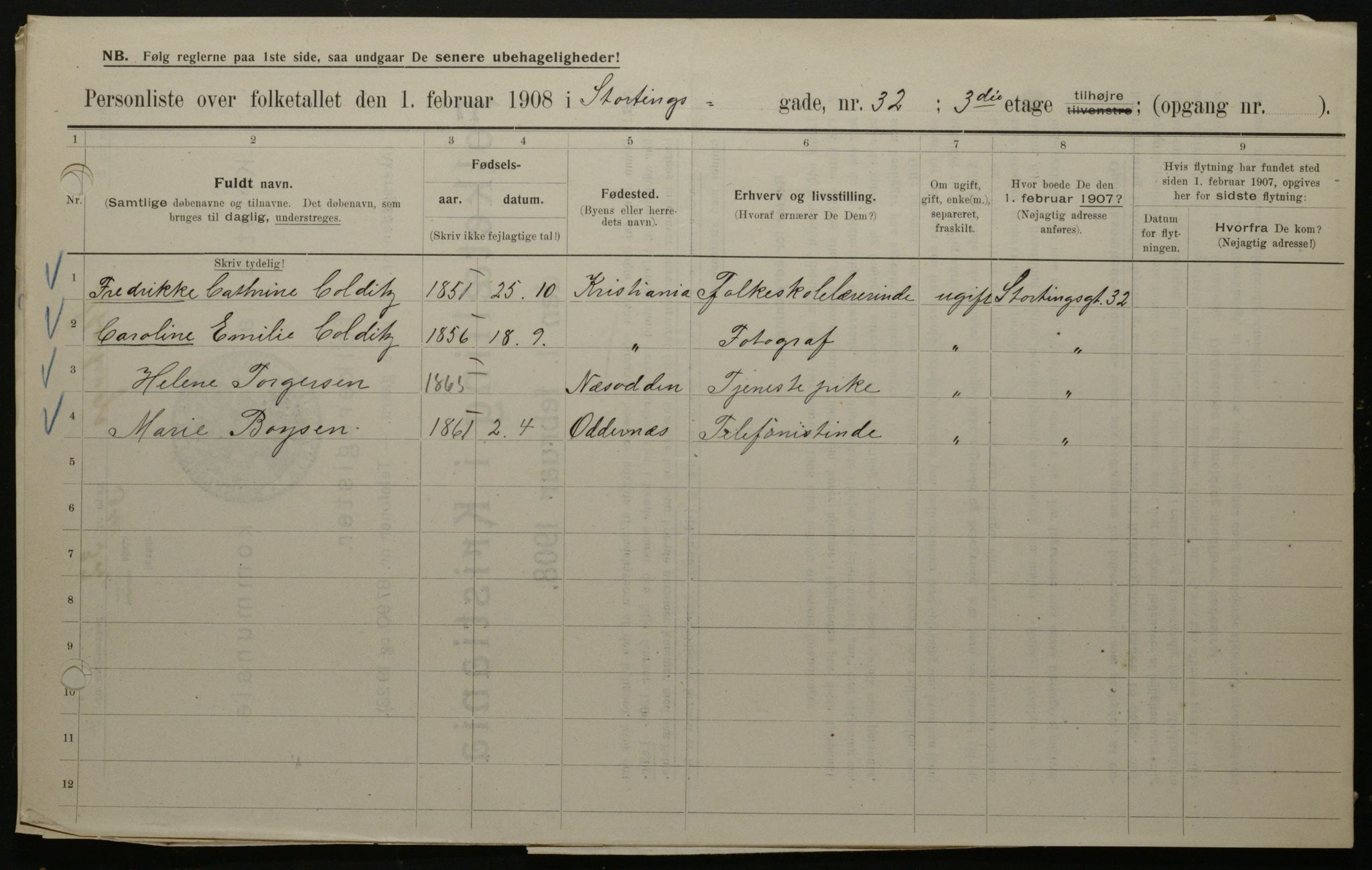 OBA, Municipal Census 1908 for Kristiania, 1908, p. 93128