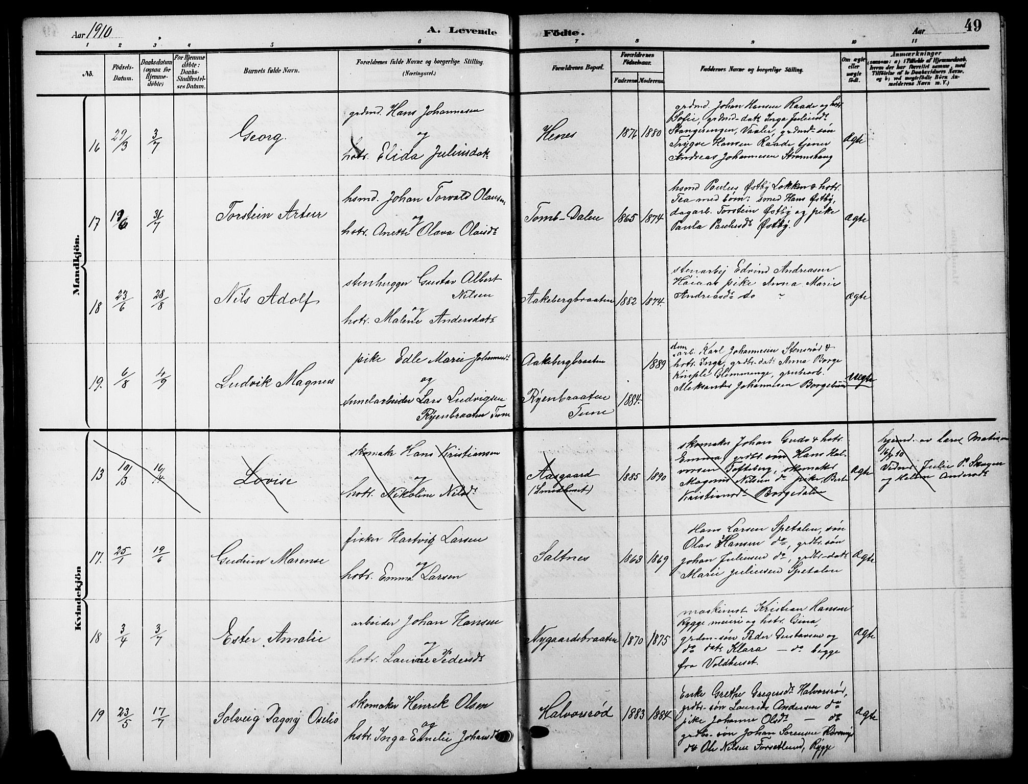 Råde prestekontor kirkebøker, AV/SAO-A-2009/G/Ga/L0001: Parish register (copy) no. 1, 1903-1925, p. 49