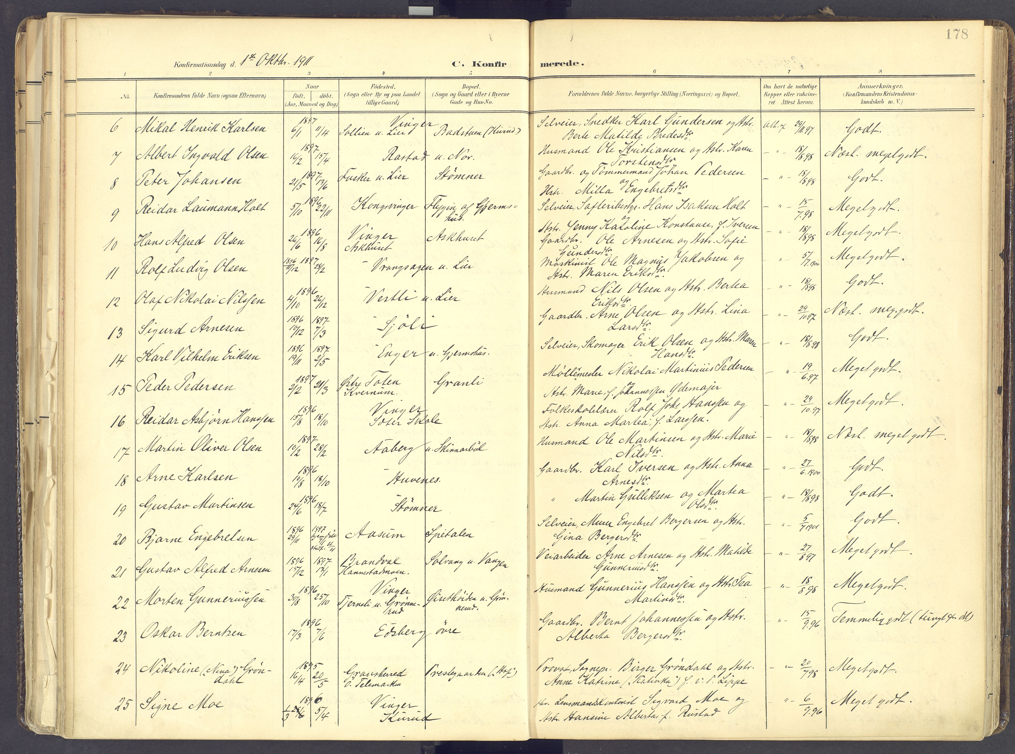 Vinger prestekontor, SAH/PREST-024/H/Ha/Haa/L0017: Parish register (official) no. 17, 1901-1927, p. 178