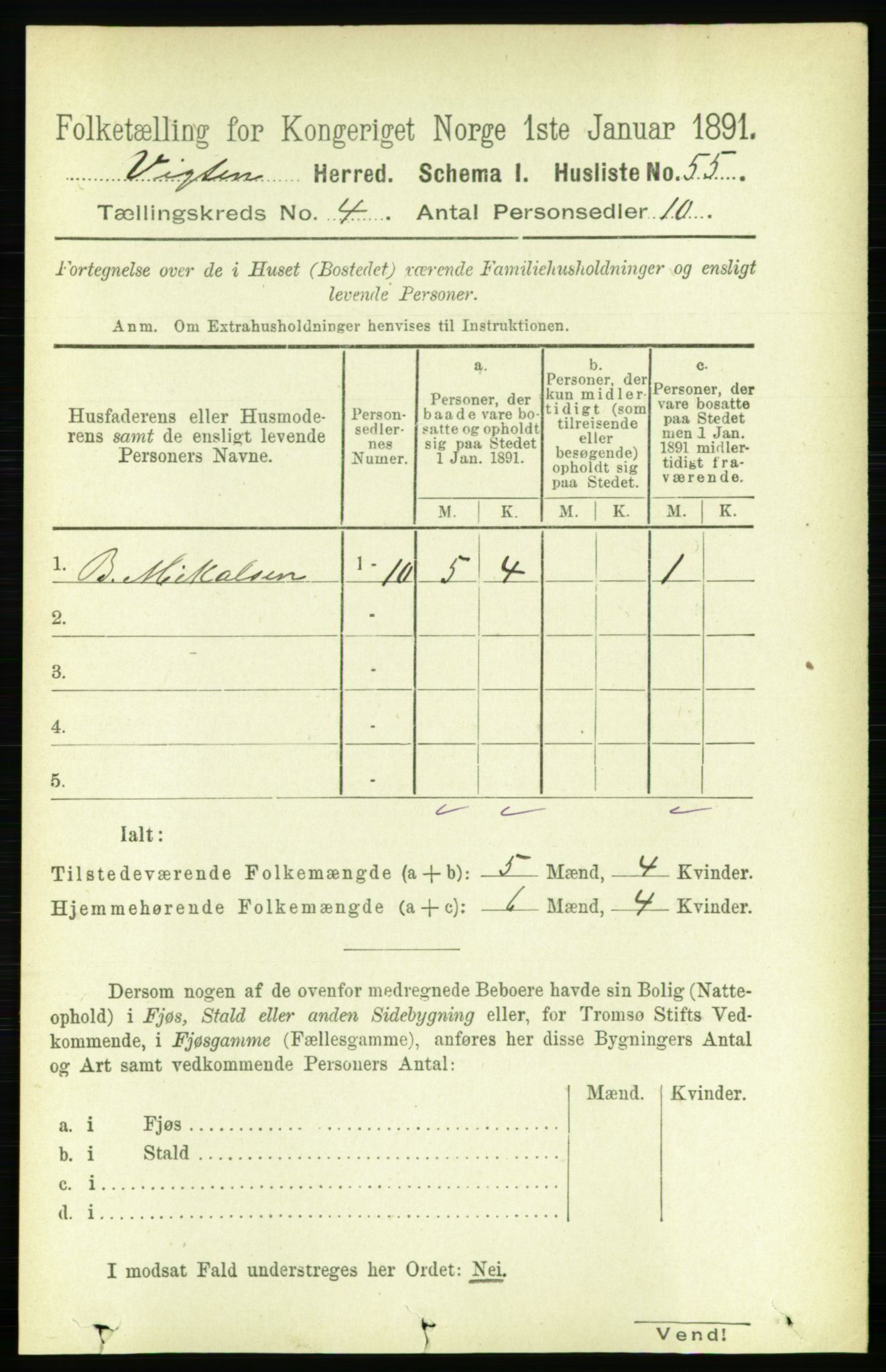 RA, 1891 census for 1750 Vikna, 1891, p. 2298