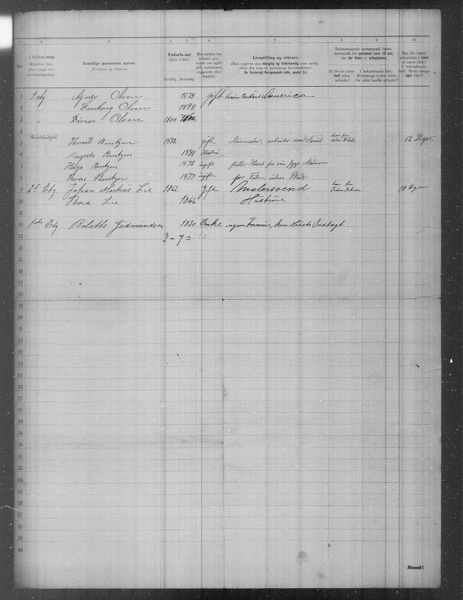 OBA, Municipal Census 1902 for Kristiania, 1902, p. 7