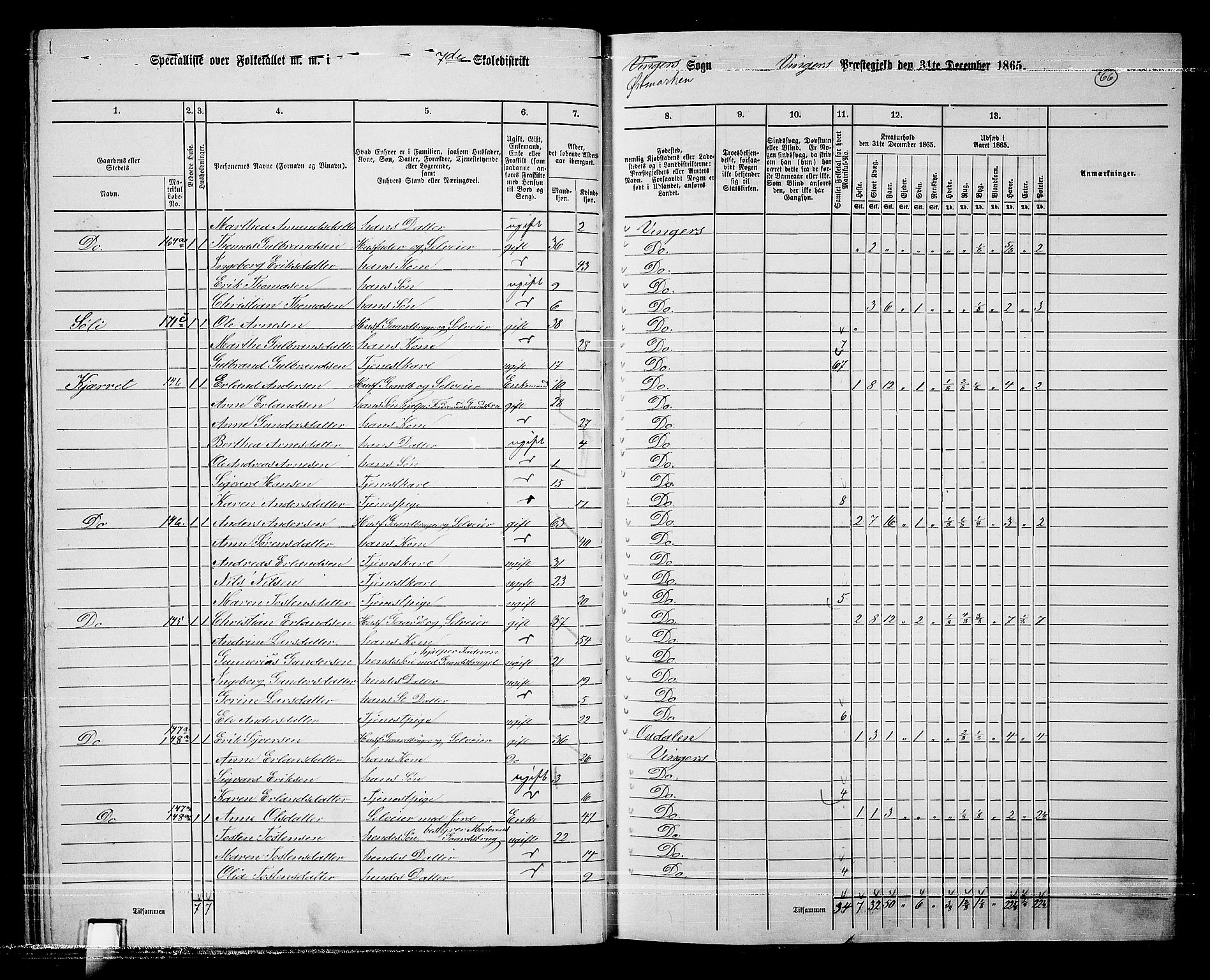 RA, 1865 census for Vinger/Vinger og Austmarka, 1865, p. 63