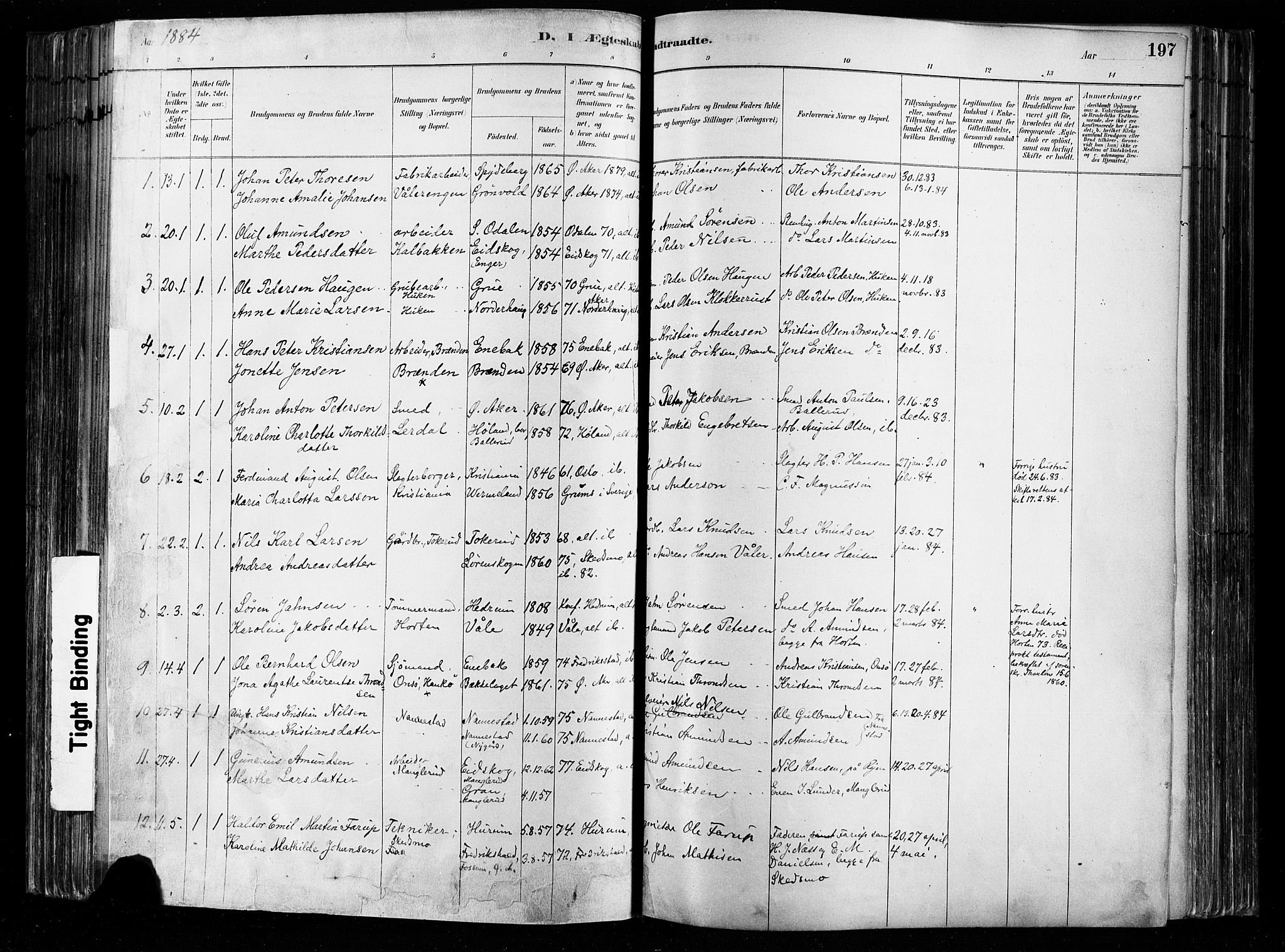 Østre Aker prestekontor Kirkebøker, SAO/A-10840/F/Fa/L0008: Parish register (official) no. I 8, 1883-1894, p. 197