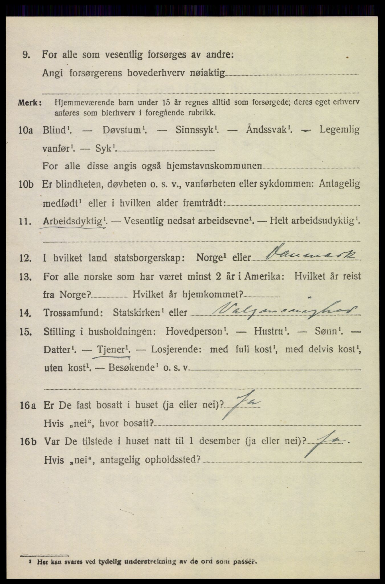 SAH, 1920 census for Fåberg, 1920, p. 9545