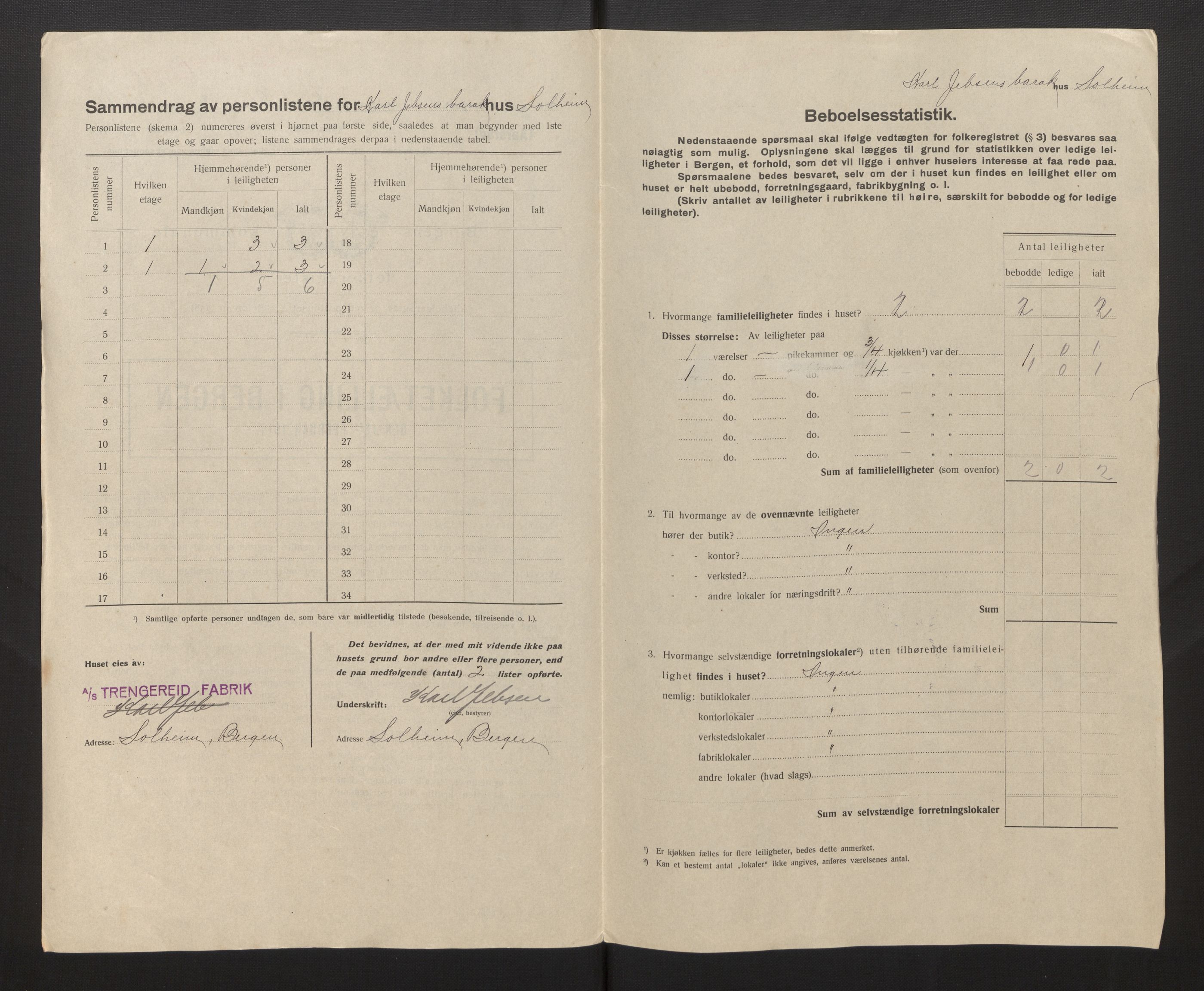 SAB, Municipal Census 1917 for Bergen, 1917, p. 49493