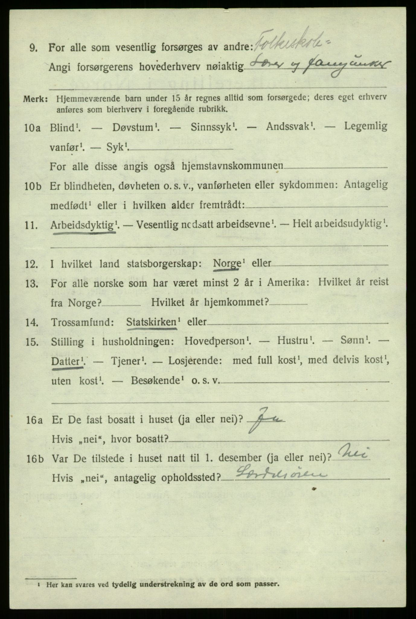 SAB, 1920 census for Lærdal, 1920, p. 1247