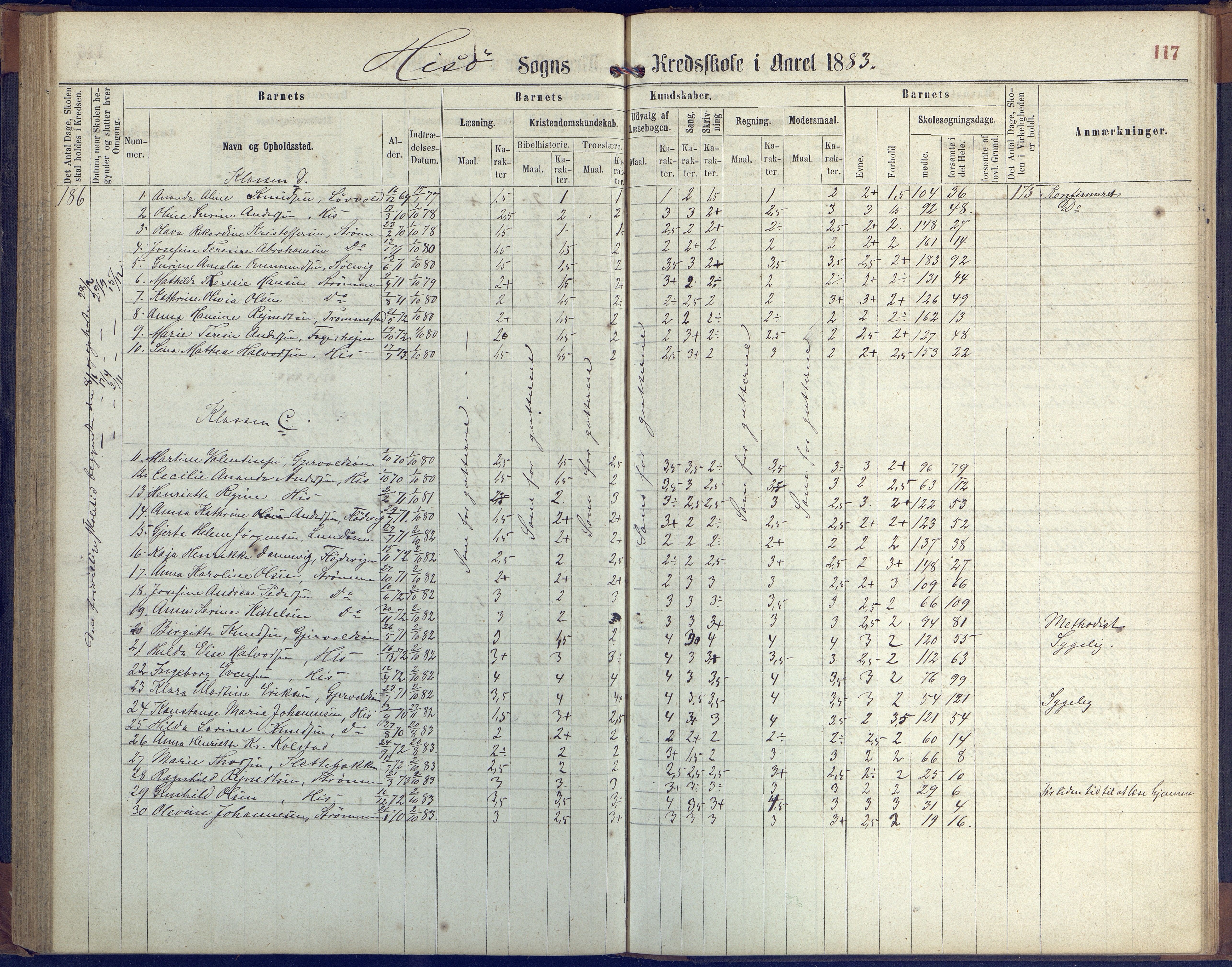 Hisøy kommune frem til 1991, AAKS/KA0922-PK/31/L0004: Skoleprotokoll, 1863-1887, p. 117