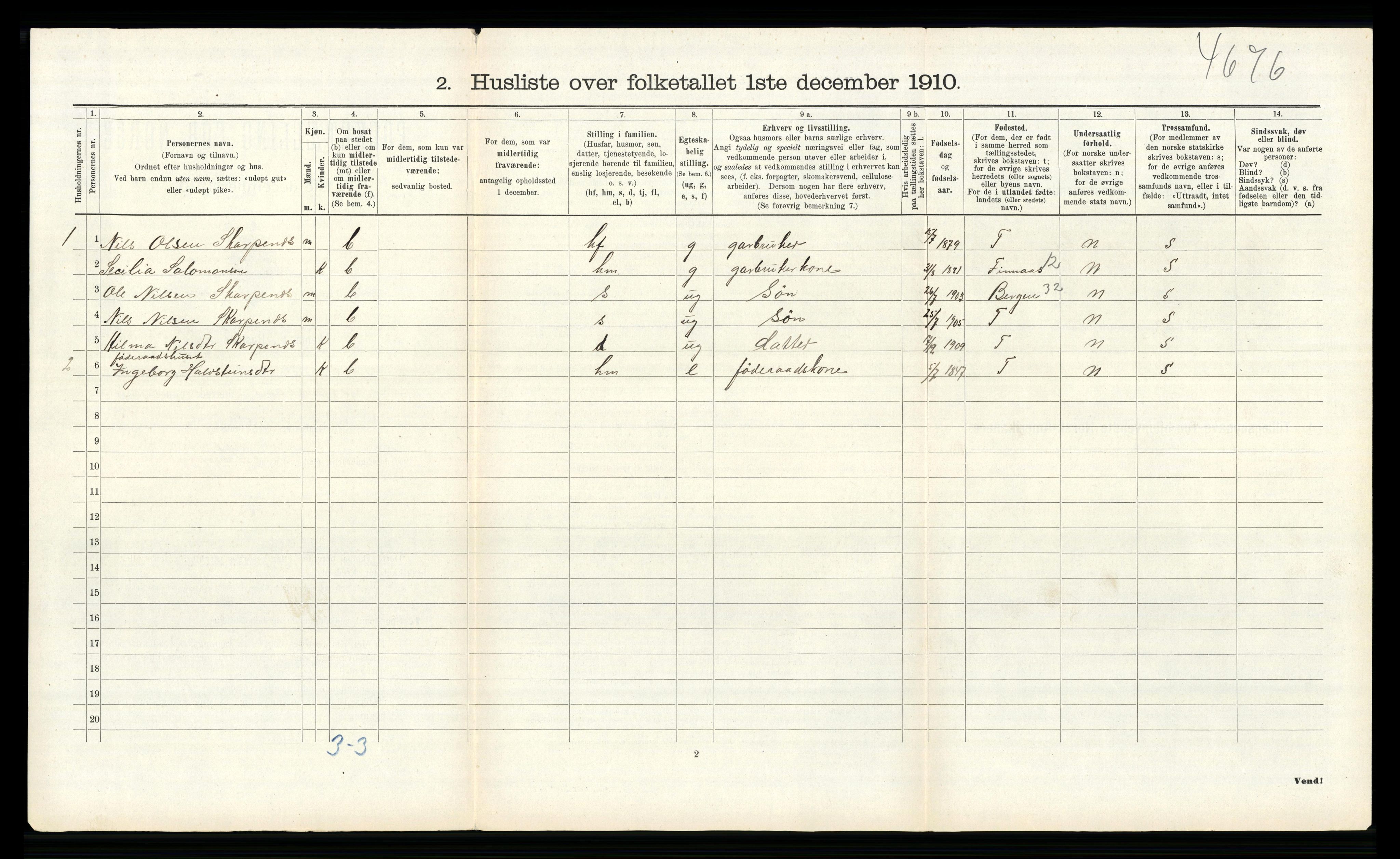 RA, 1910 census for Alversund, 1910, p. 499