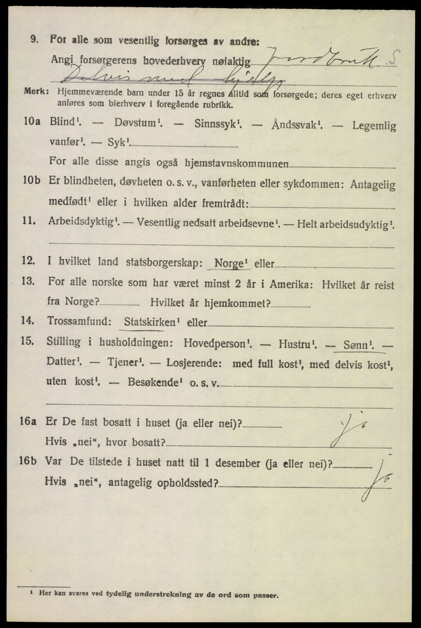 SAH, 1920 census for Tynset, 1920, p. 9221