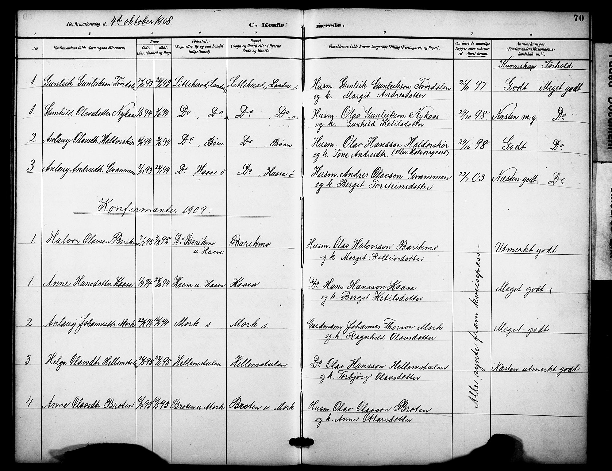 Heddal kirkebøker, SAKO/A-268/F/Fb/L0001: Parish register (official) no. II 1, 1884-1910, p. 70