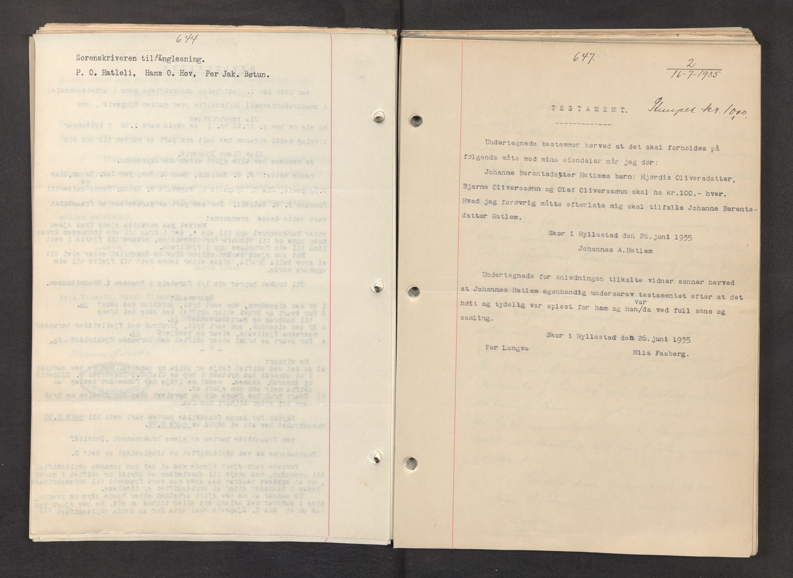 Ytre Sogn tingrett, SAB/A-2601/1/G/Gba/L0044: Mortgage book no. II.B.44, 1935-1935, Deed date: 16.07.1935