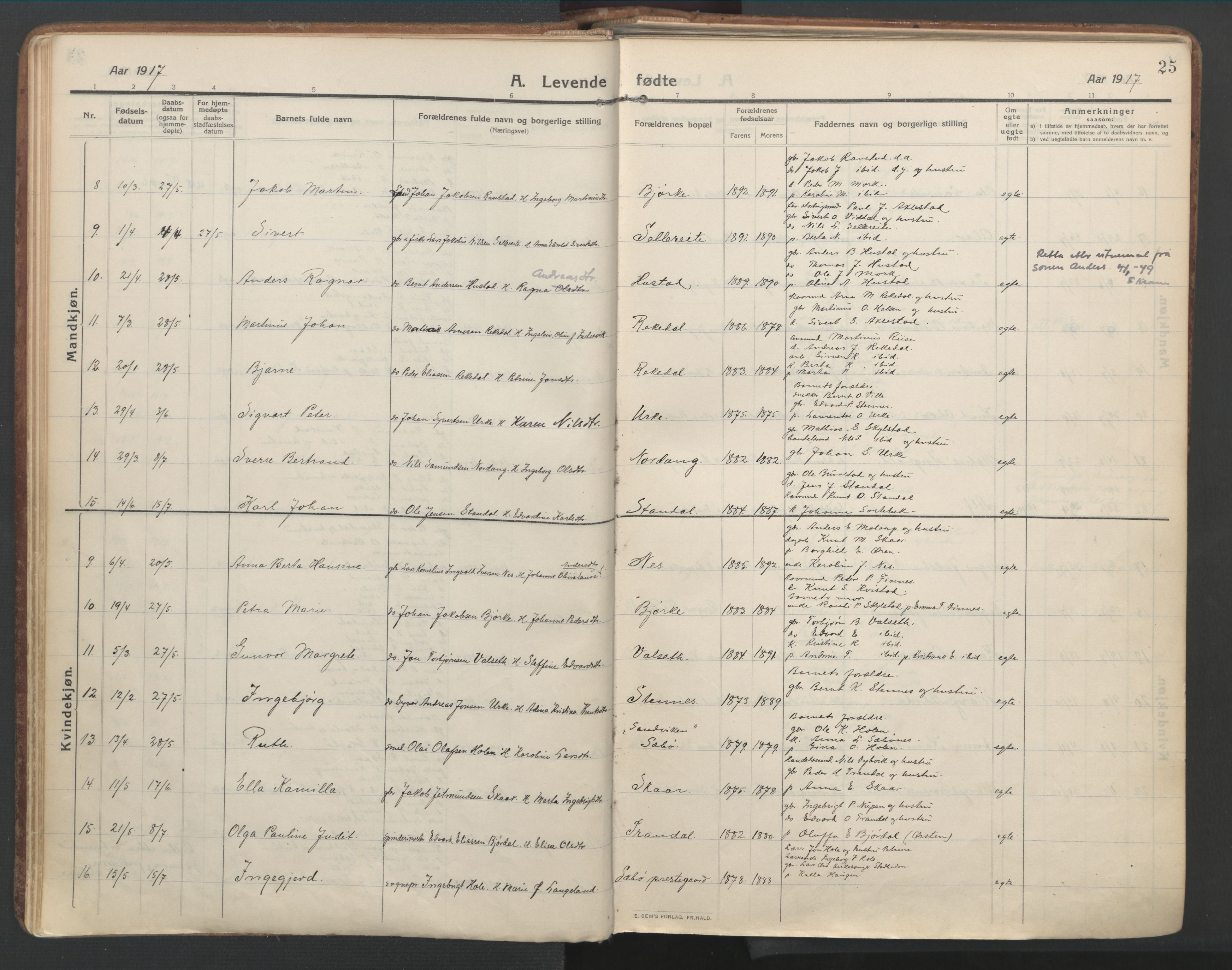 Ministerialprotokoller, klokkerbøker og fødselsregistre - Møre og Romsdal, SAT/A-1454/515/L0212: Parish register (official) no. 515A08, 1911-1935, p. 25