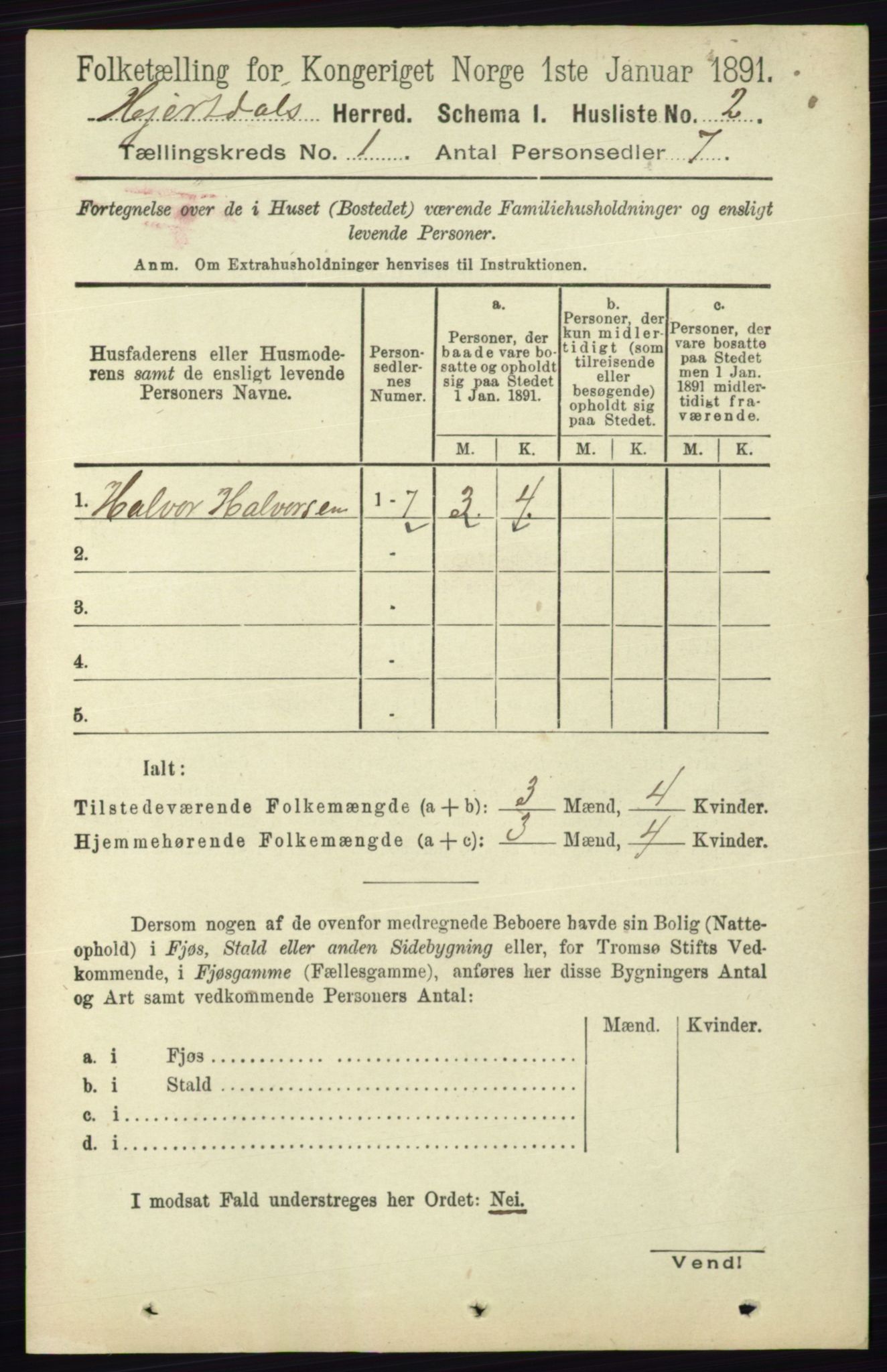 RA, 1891 census for 0827 Hjartdal, 1891, p. 26