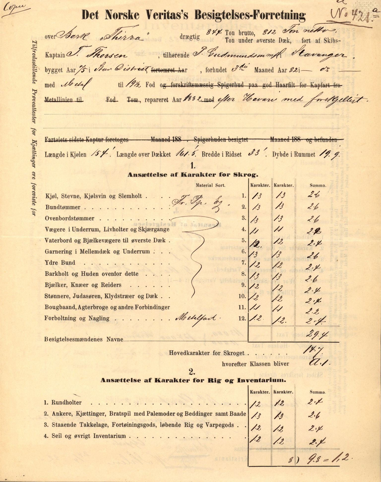 Pa 63 - Østlandske skibsassuranceforening, VEMU/A-1079/G/Ga/L0020/0004: Havaridokumenter / Windsor, Thirza, Treport, 1887, p. 92